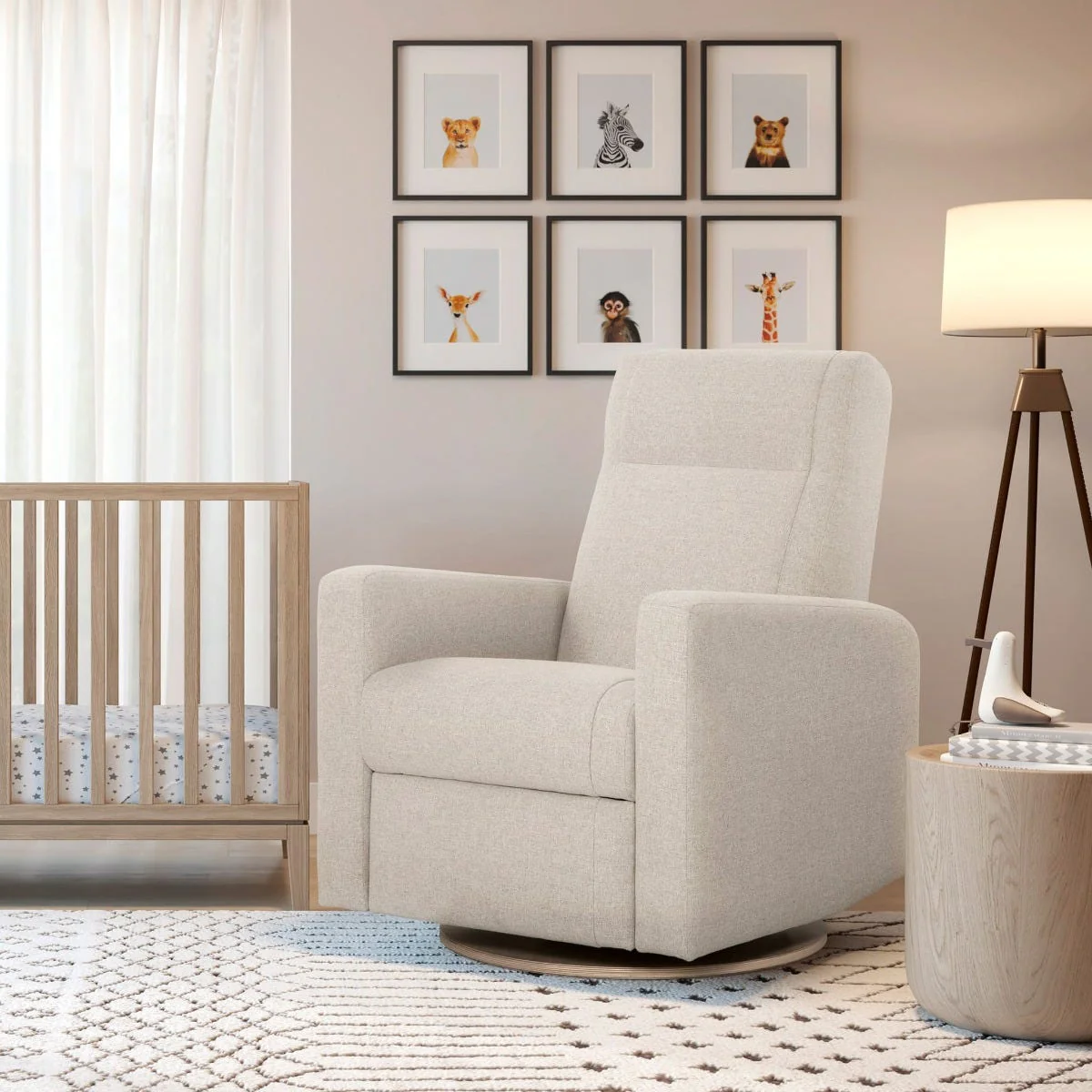 Fauteuil Berçant et Pivotant Nelly - Alta™ Armor 091 / Naturel (Exclusif Clément Tissu Alta™ anti-tache) - Image 8