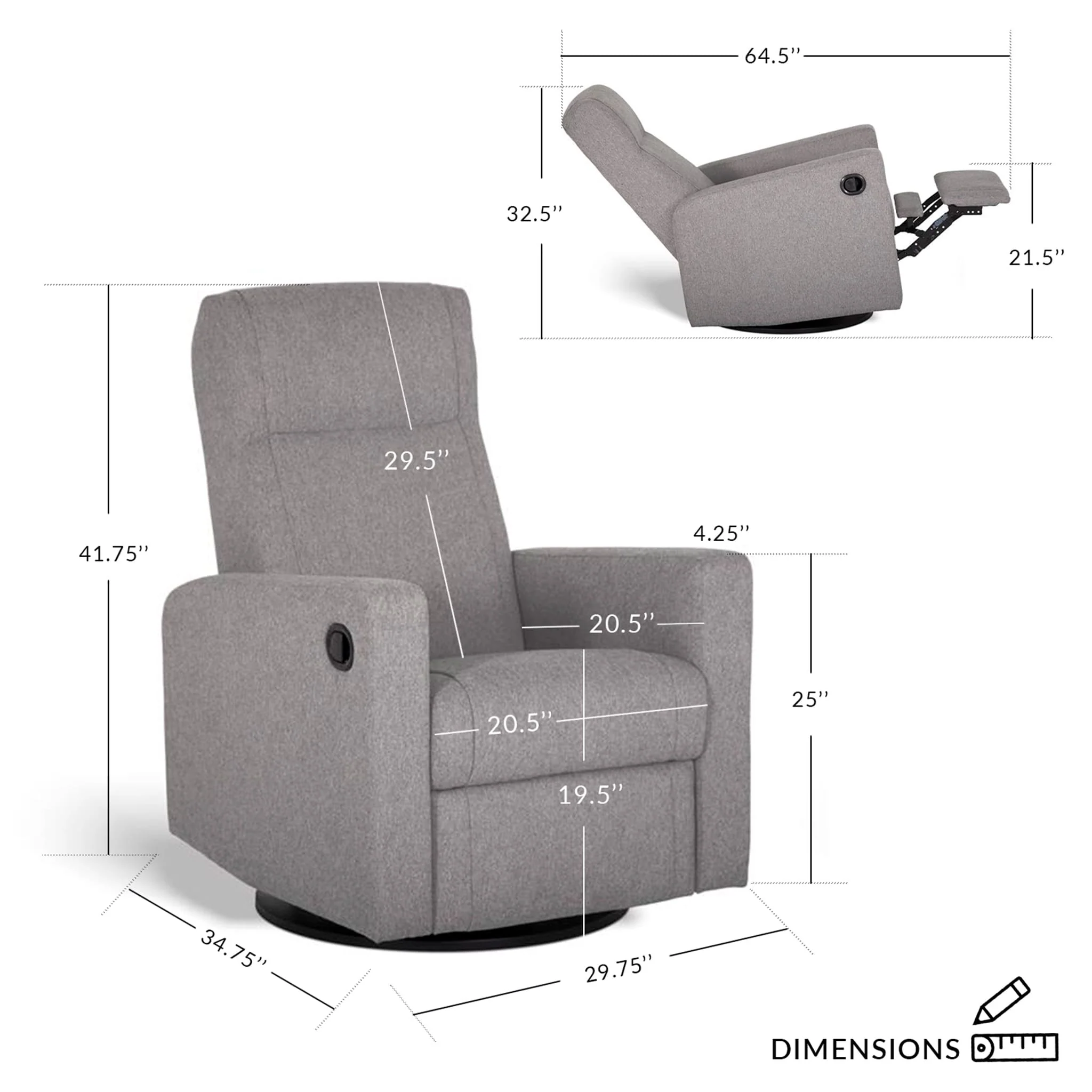Fauteuil Berçant et Pivotant Nelly - Breather Driftwood / Noir - Image 8