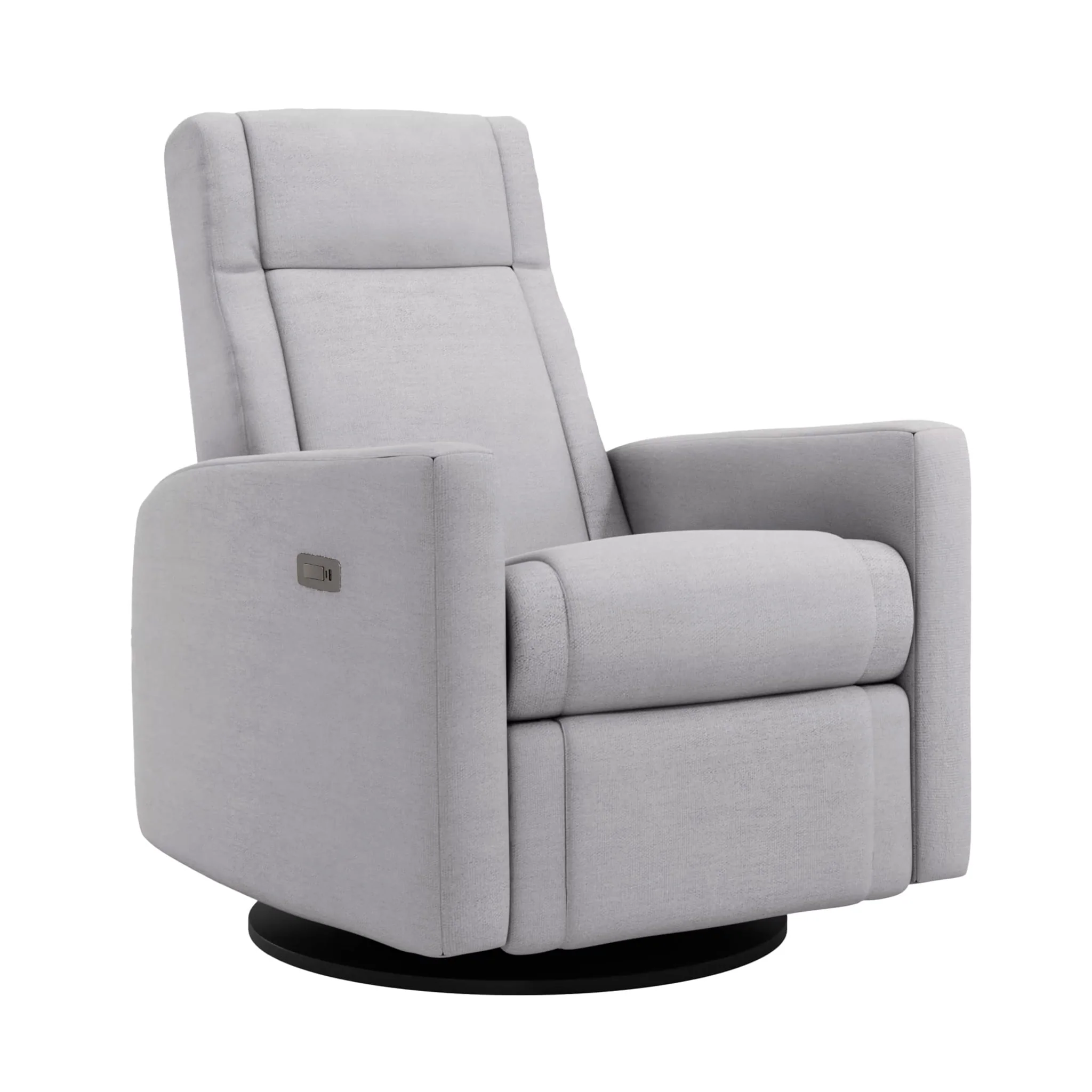 Fauteuil Berçant et Pivotant Nelly - Como Dove Gris / Noir avec Mécanisme Électrique