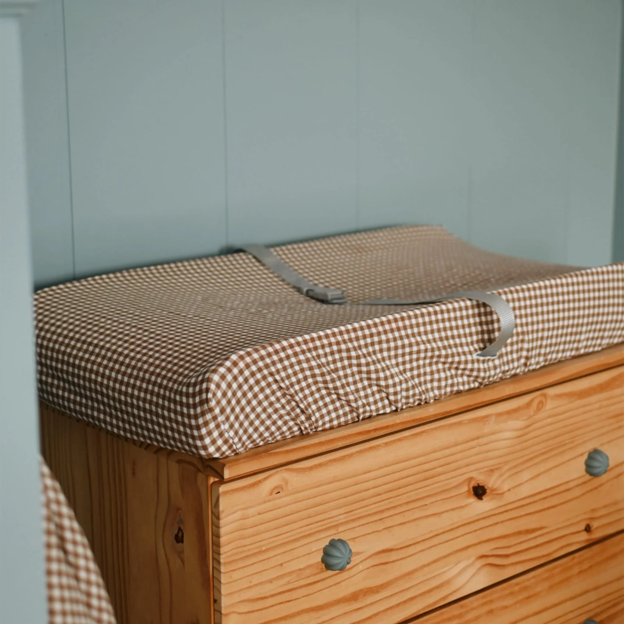 Housse Matelas à Langer- Vichy Brun - Image 5