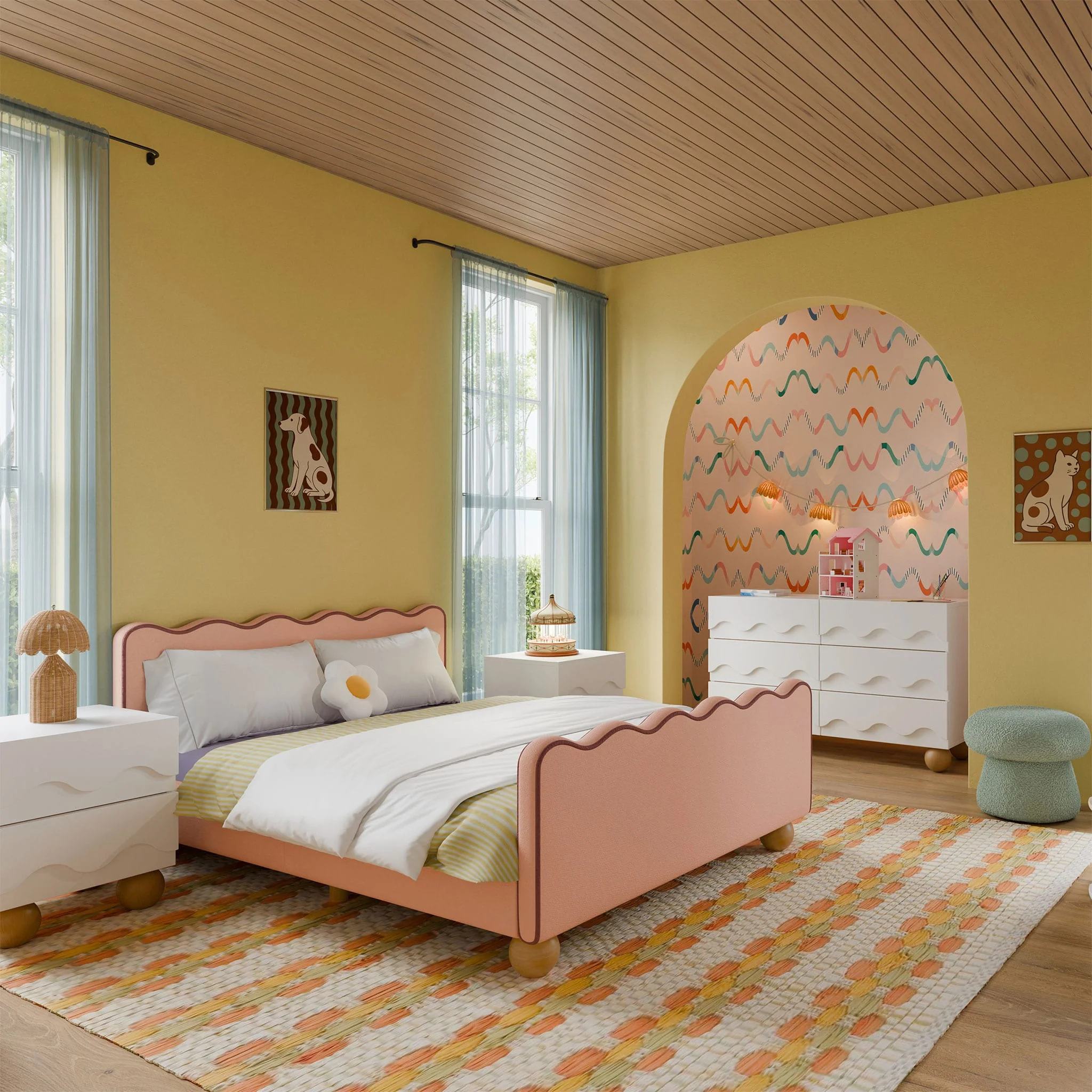 Lit Double Rizo - Boucle Rose - Image 3