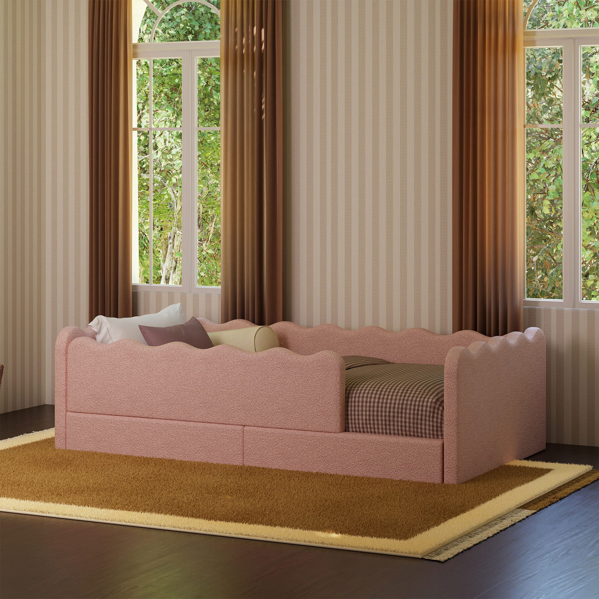Lit Simple Rizo Inspiré Montessori - Boucle Rose - Image 2