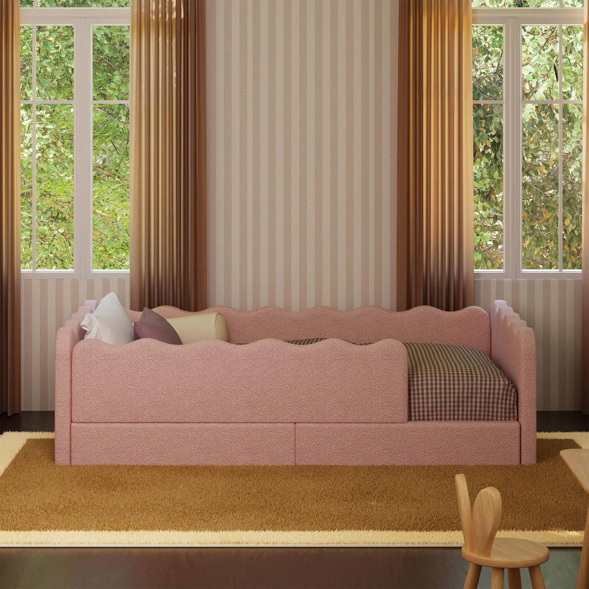 Lit Simple Rizo Inspiré Montessori - Boucle Rose - Image 9