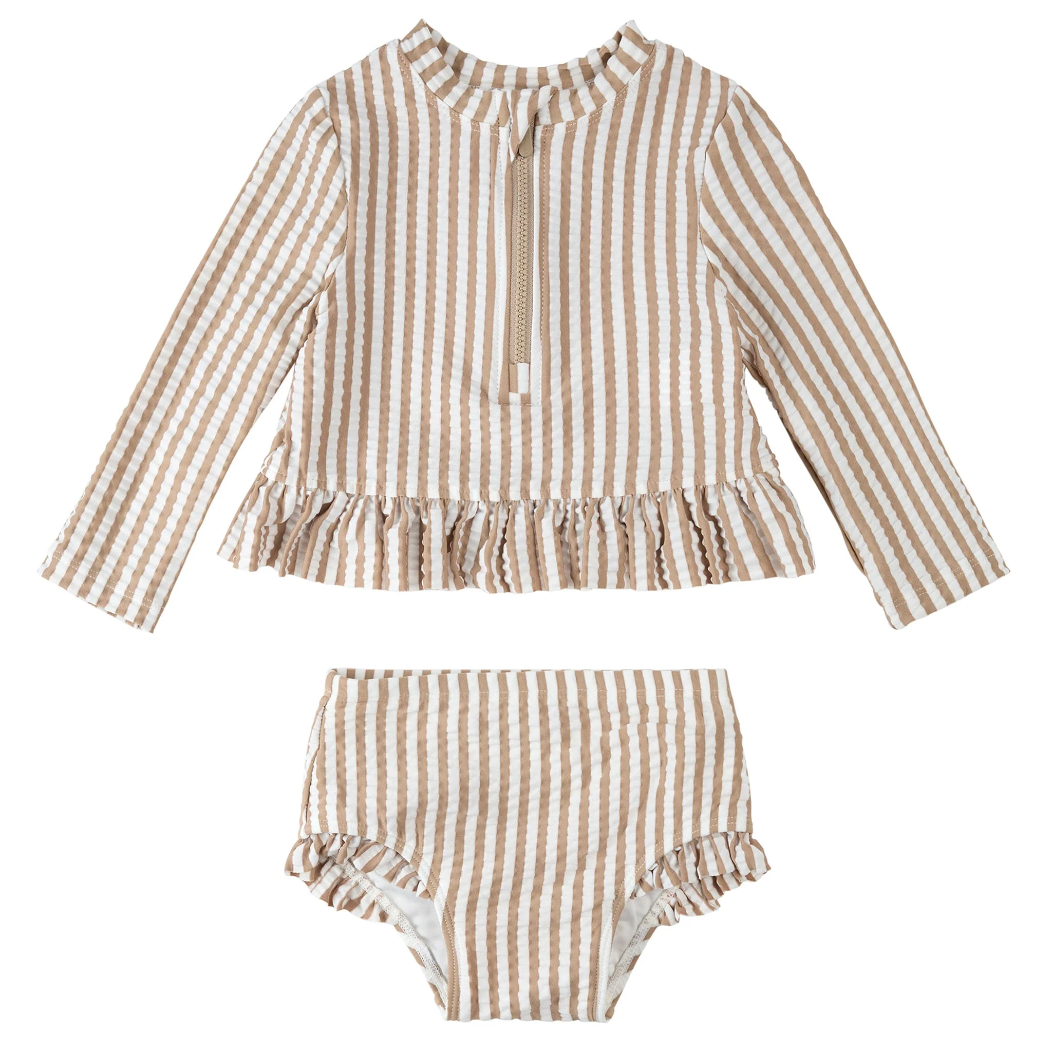 Maillot Deux Pièces Manches Longues Rayé 2-5ans