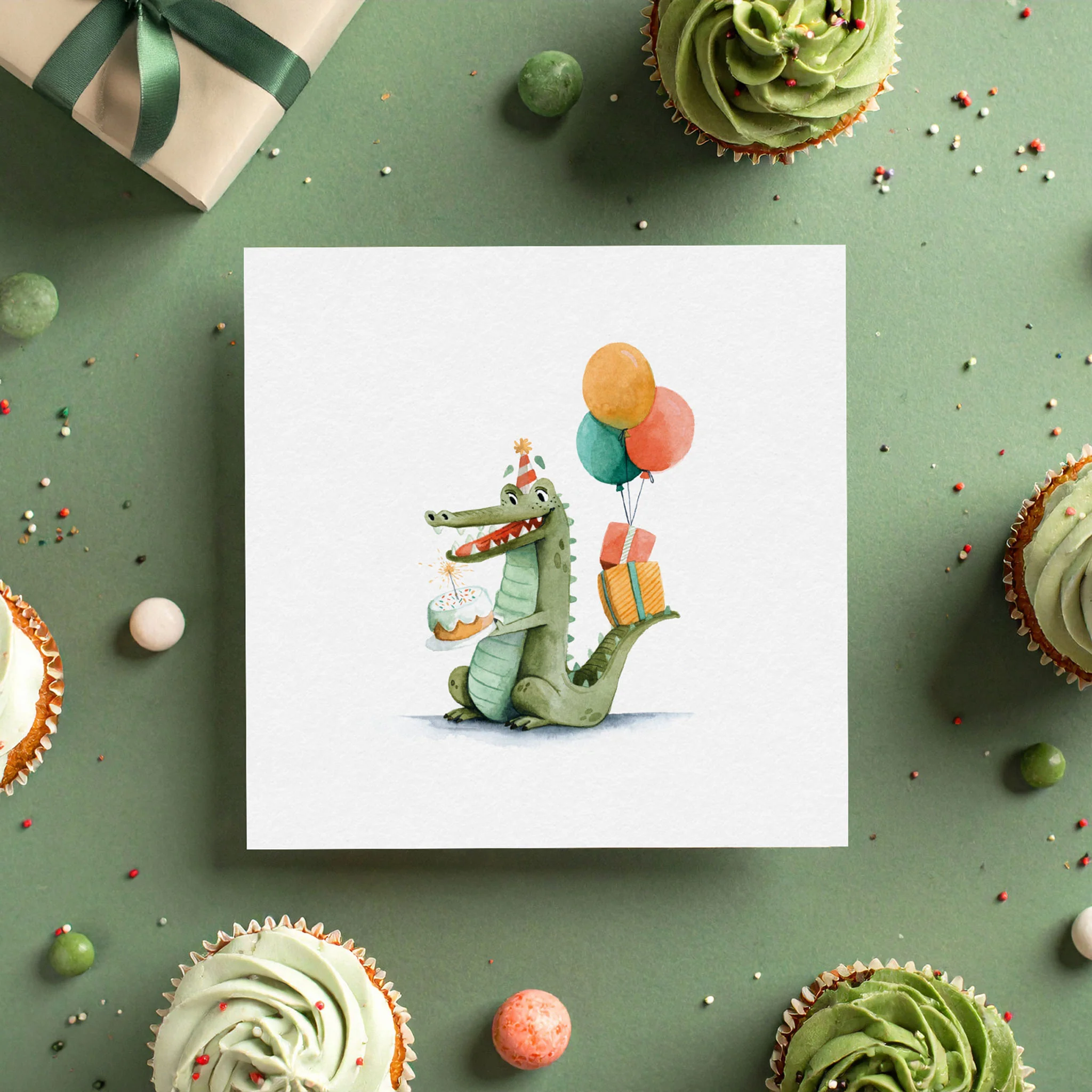 Mini Carte de Souhait de Fête - Rocco le Crocodile - Image 3