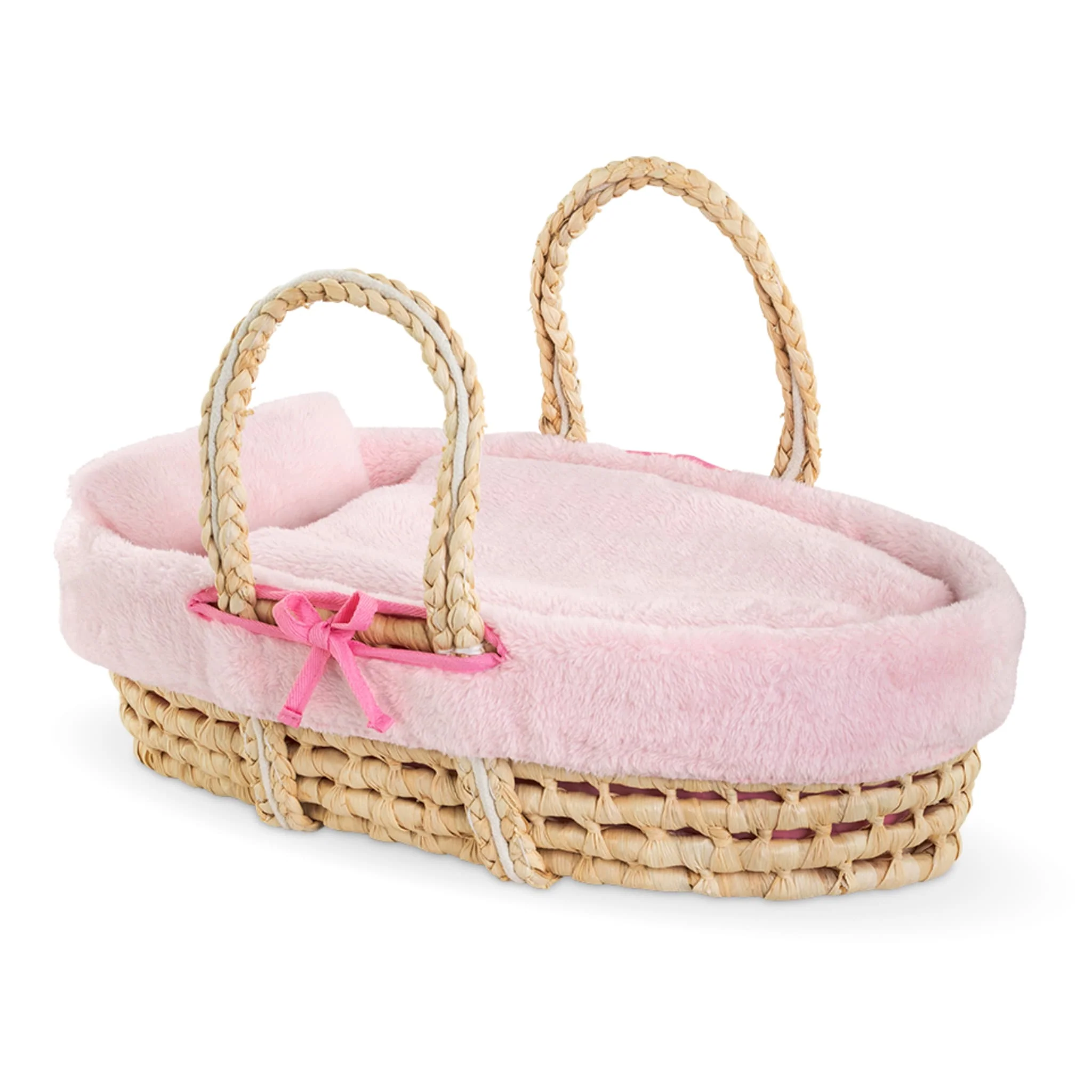 Panier Tressé Peluche Rose