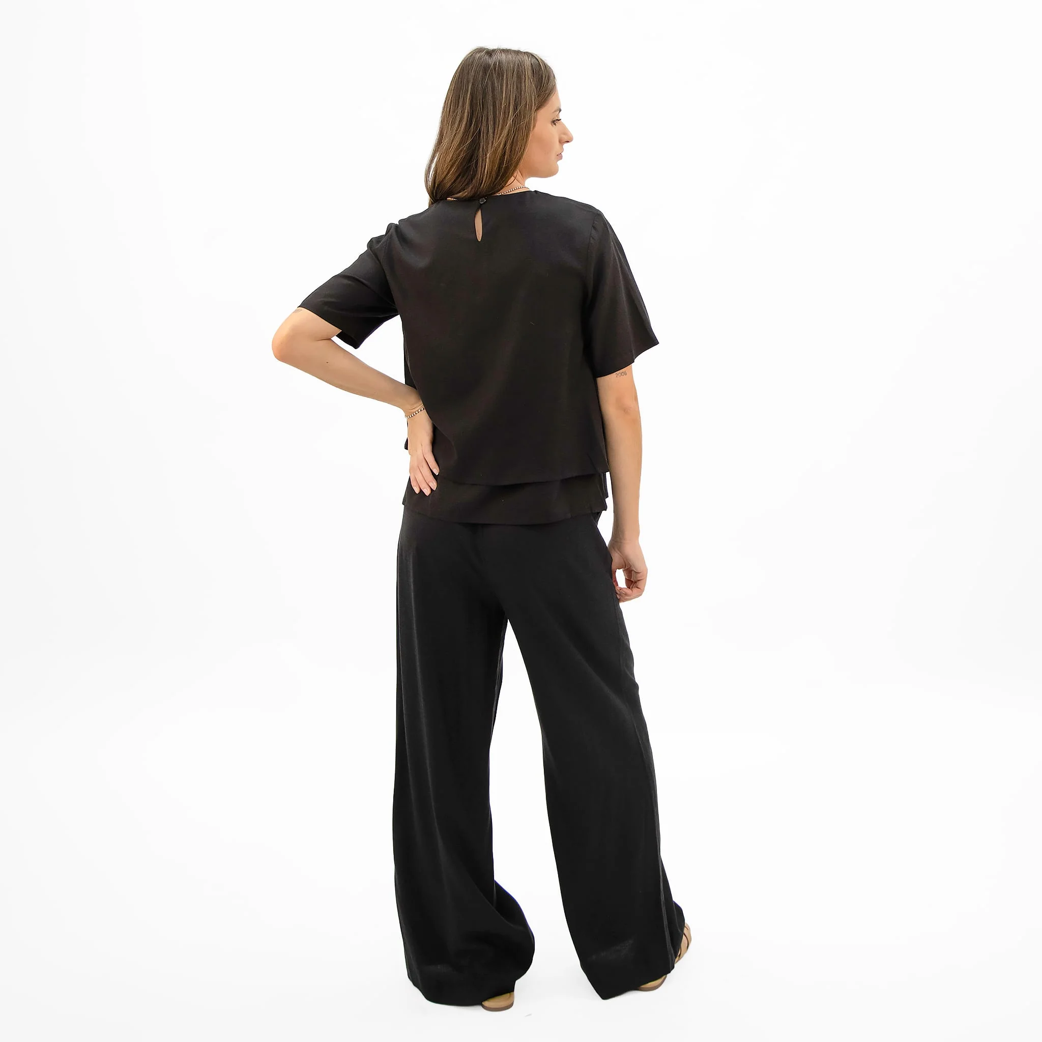 Pantalon Maternité Lin Noir - Image 5