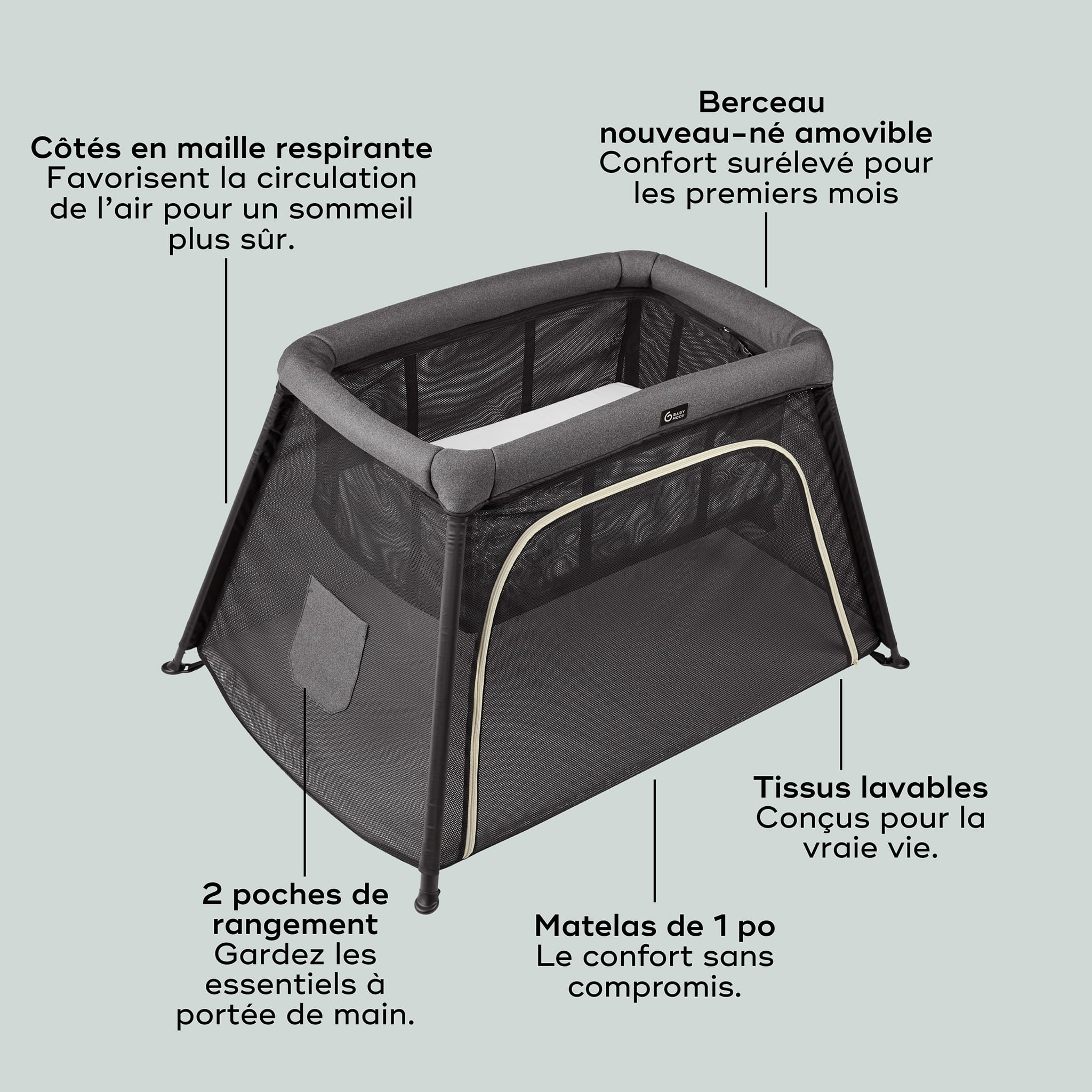Parc Berceau Moov & Comfy - Gris - Image 4