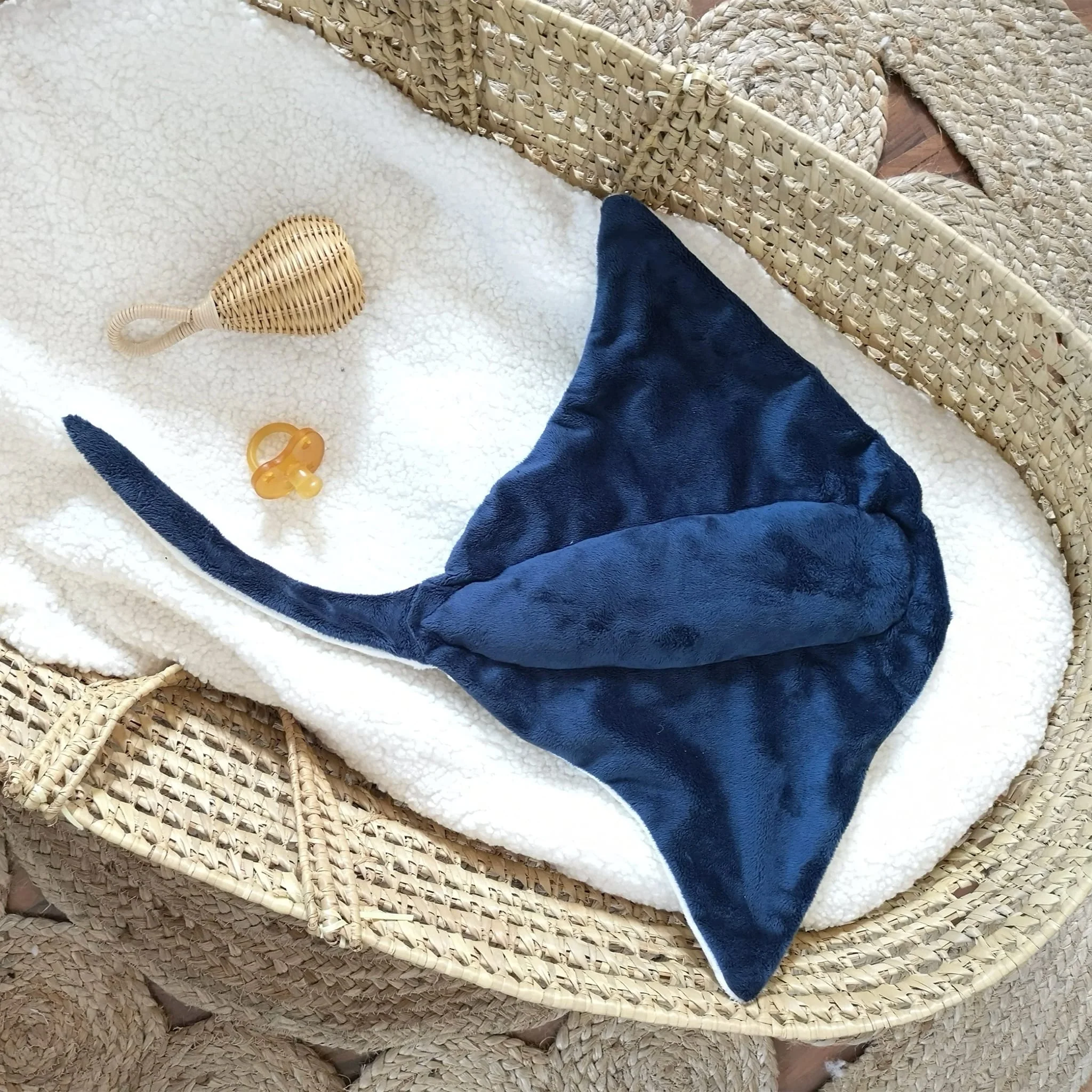 Peluche Raie Manta - Marine