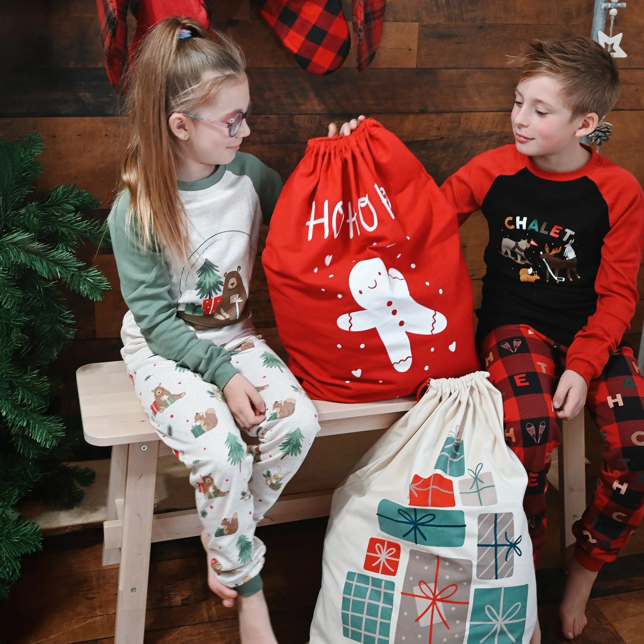 Grand Sac Cadeau / Poche Du Père Noel - Pain d'Épices - Image 3