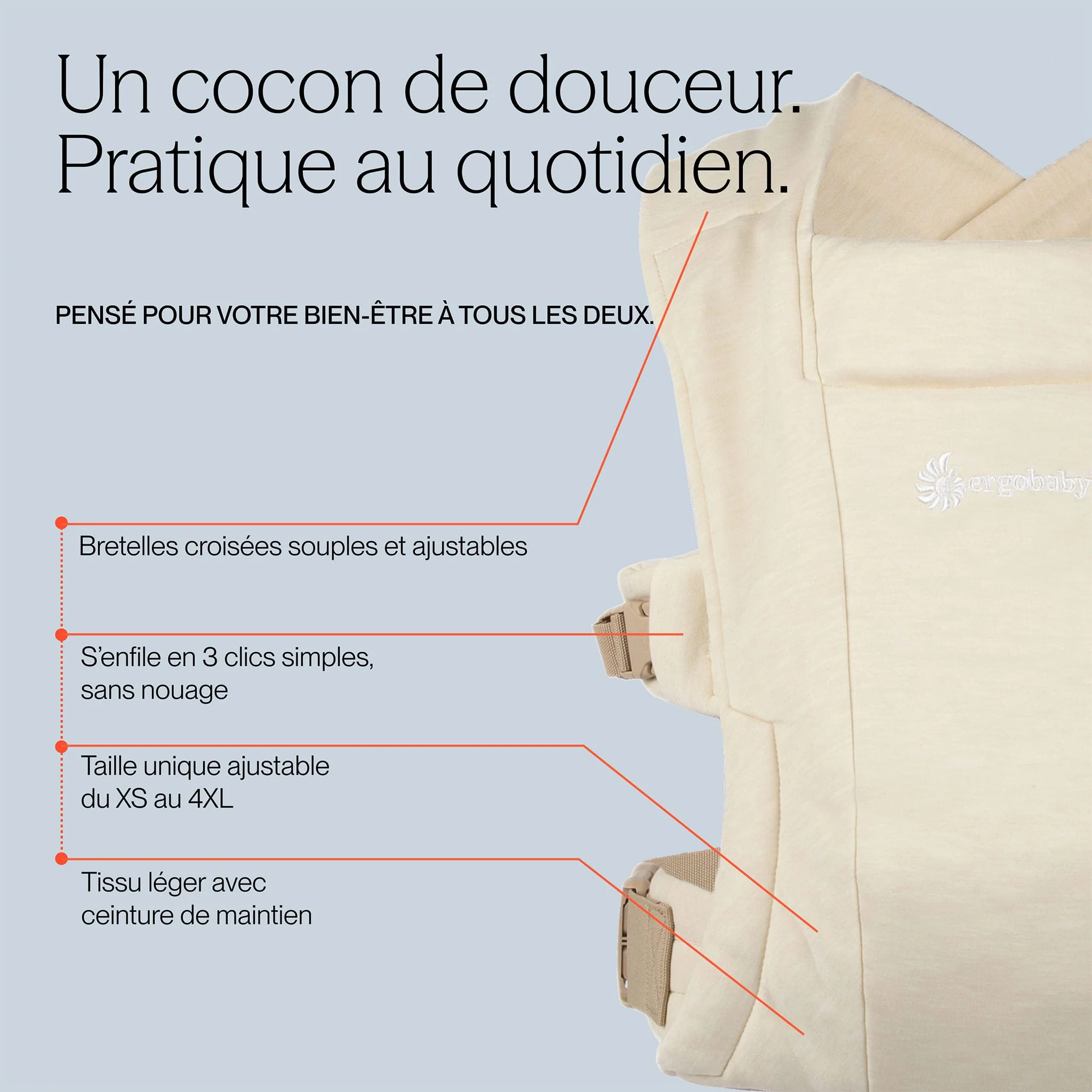 Porte-bébé Nouveau-Né Embrace - Crème - Image 9
