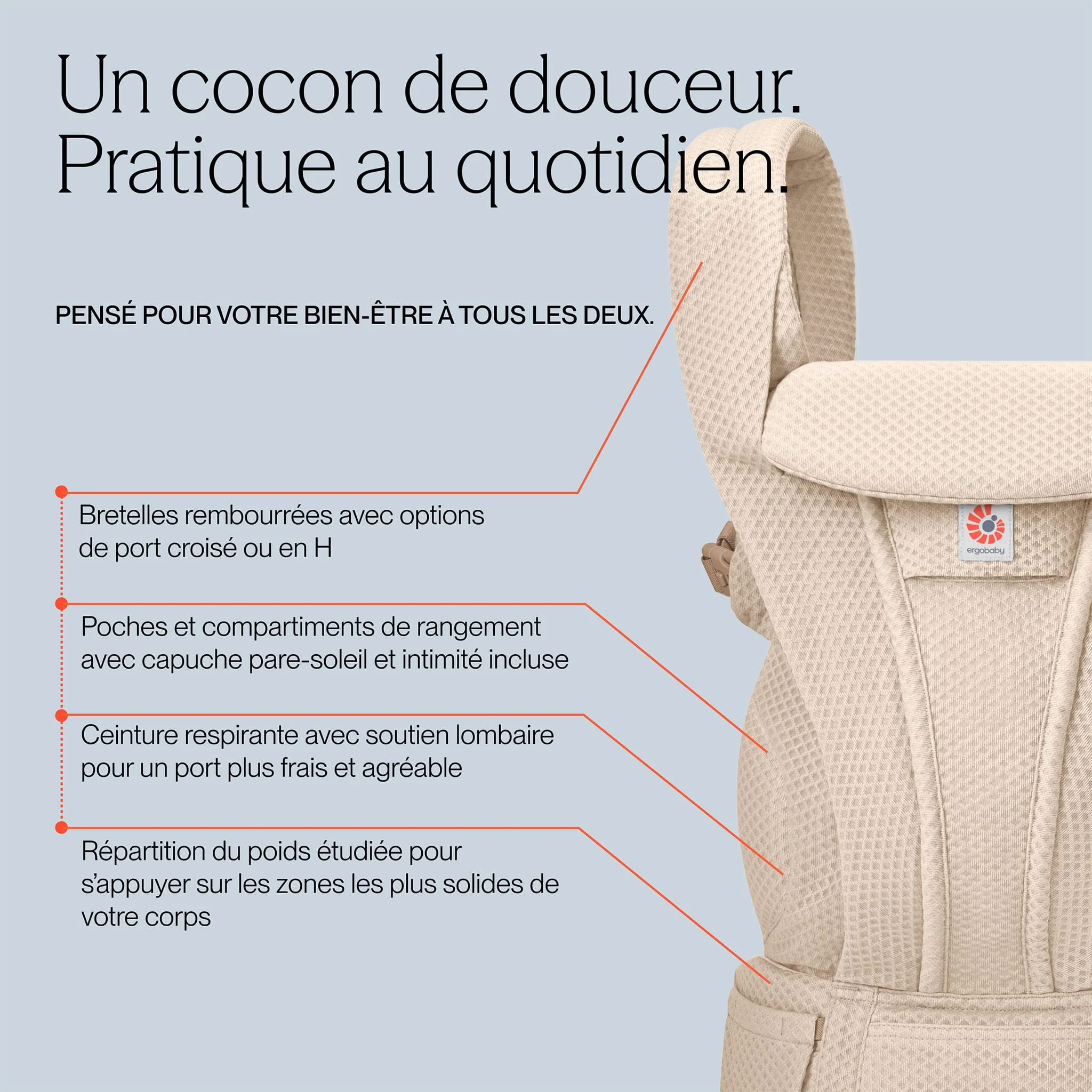 Porte-Bébé Omni Deluxe Mesh - Beige Naturel - Image 10