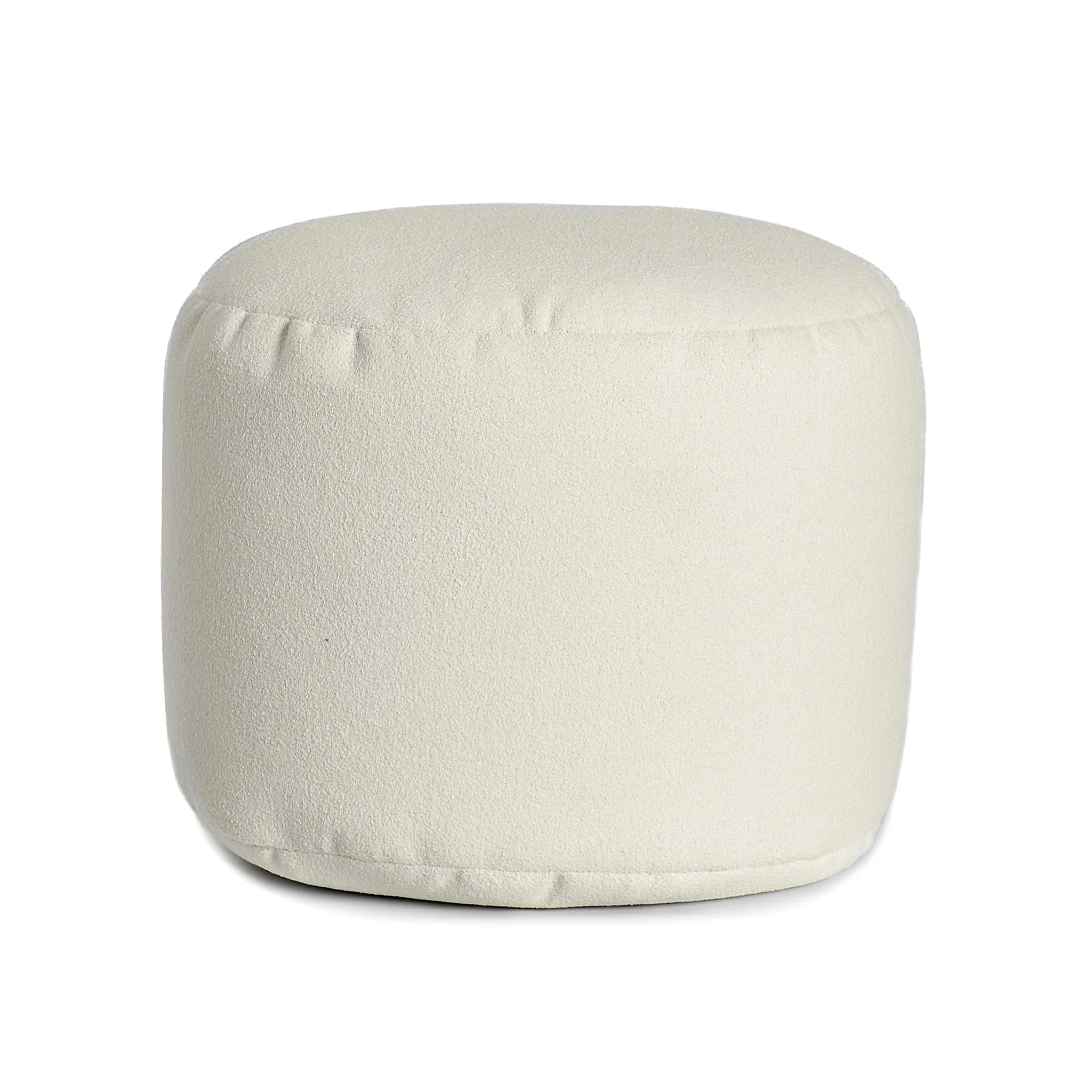 Pouf Repose-Pieds Rond - Blanc Nuage