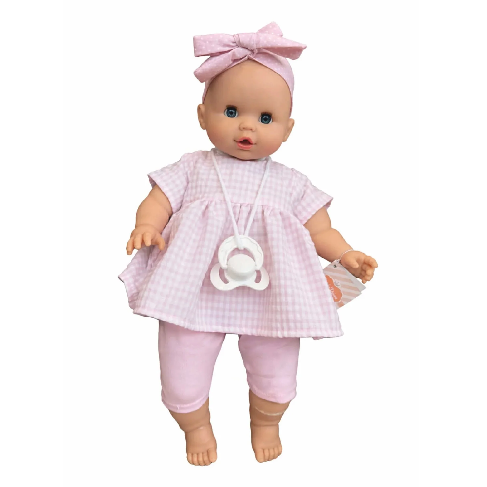 Poupée Sonia Avec Robe à Carreaux Rose, Short et Bandeau - Paola Reina