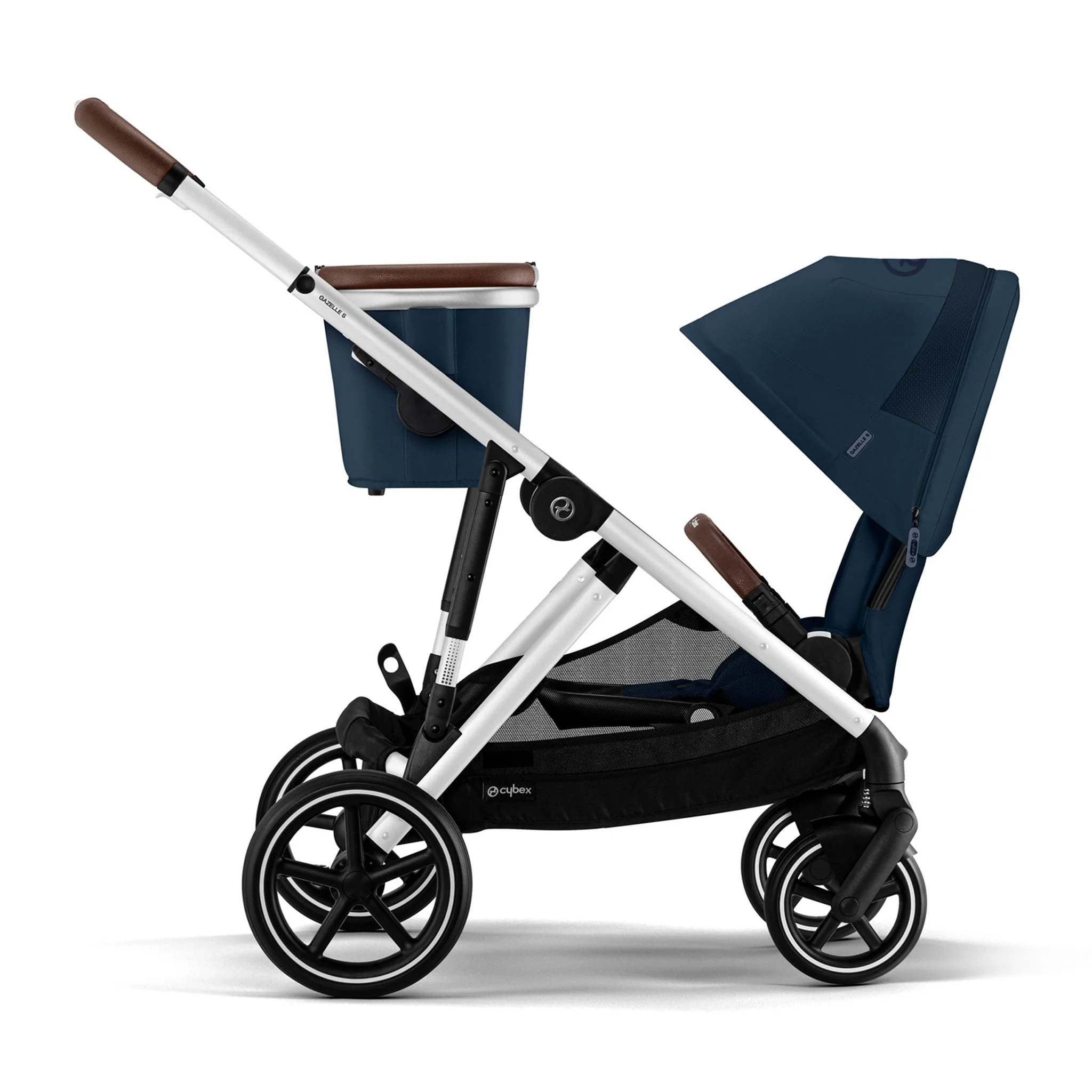 Poussette Gazelle S – Châssis couleur argent avec siège Bleu Océan - Image 11