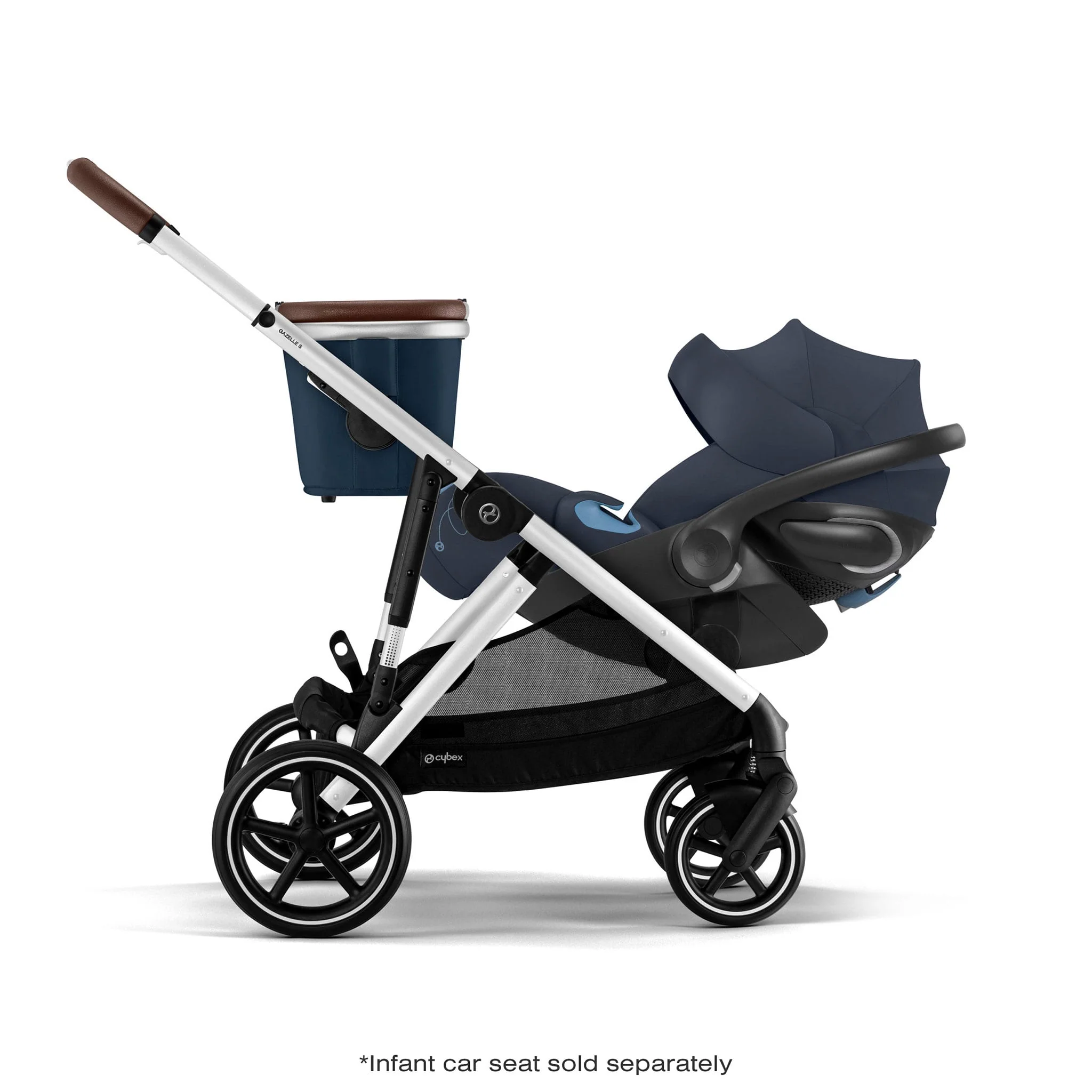 Poussette Gazelle S – Châssis couleur argent avec siège Bleu Océan - Image 12