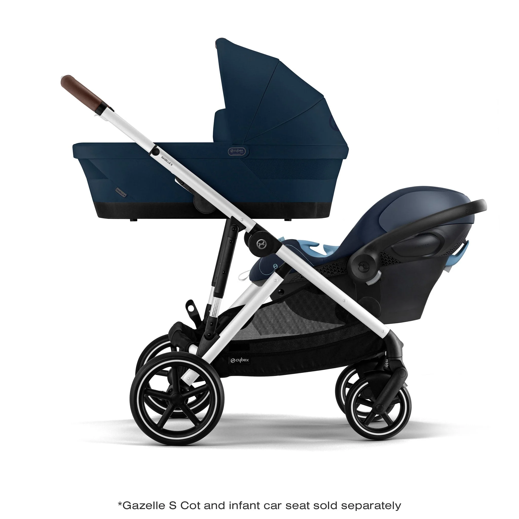 Poussette Gazelle S – Châssis couleur argent avec siège Bleu Océan - Image 16