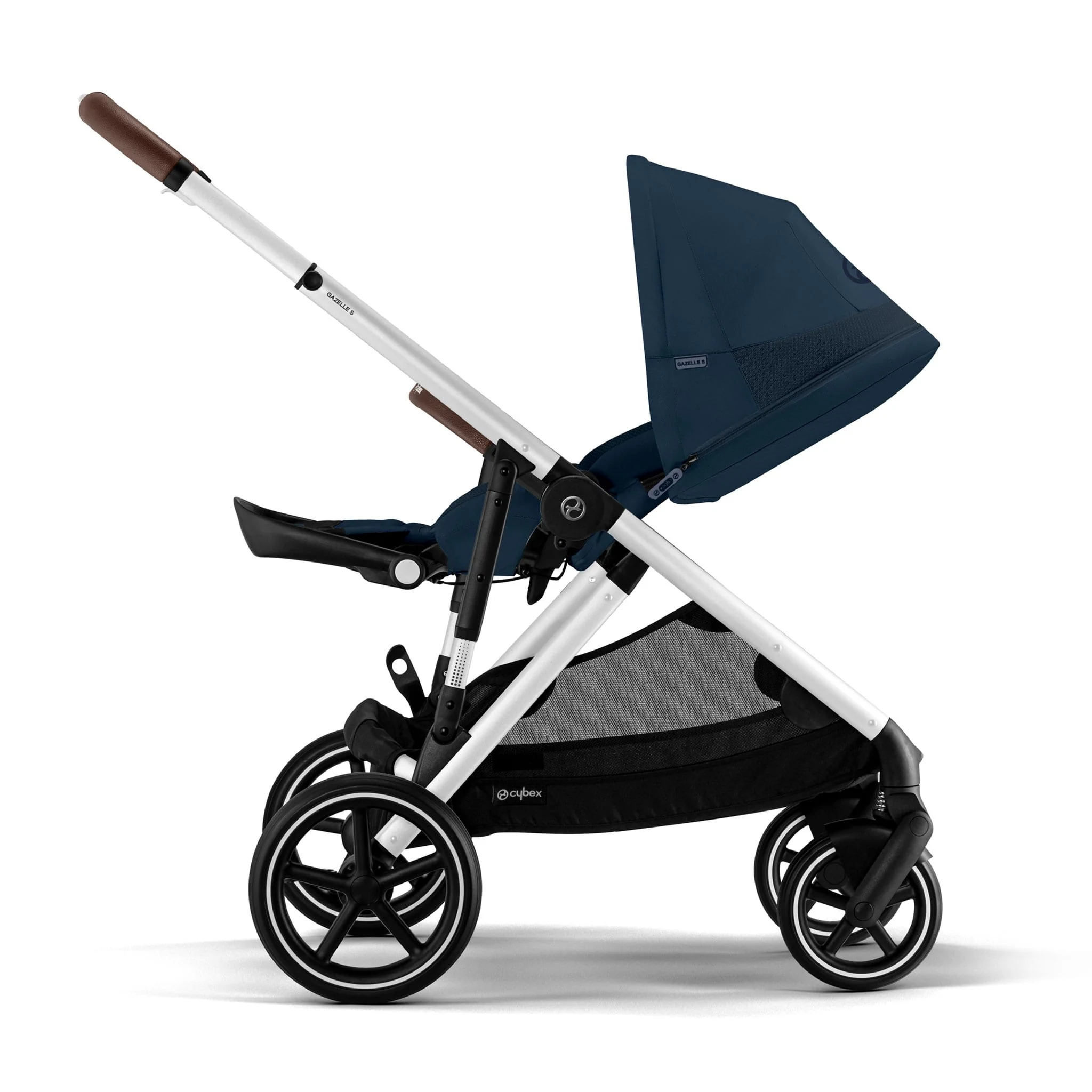 Poussette Gazelle S – Châssis couleur argent avec siège Bleu Océan - Image 6