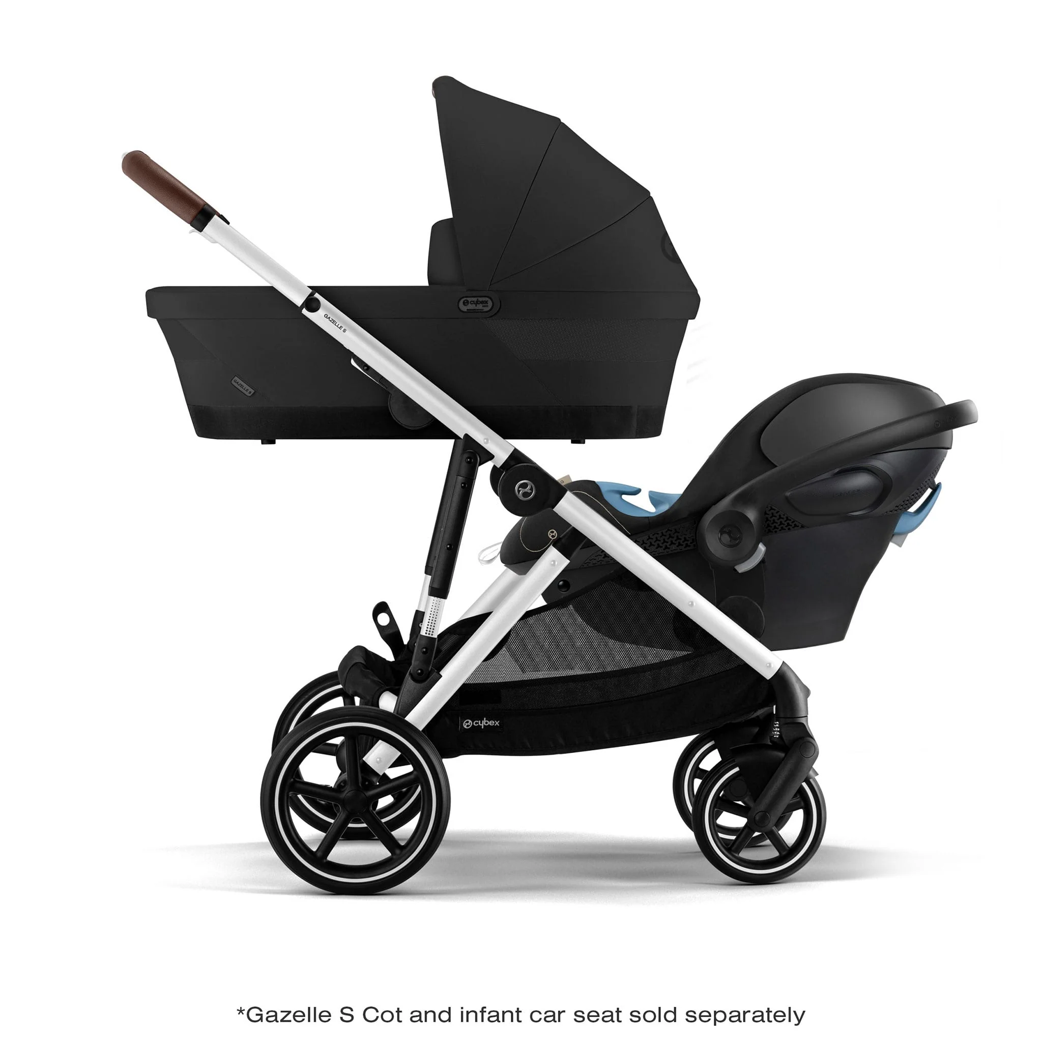 Poussette Gazelle S – Châssis couleur argent avec siège Noir Moon - Image 15