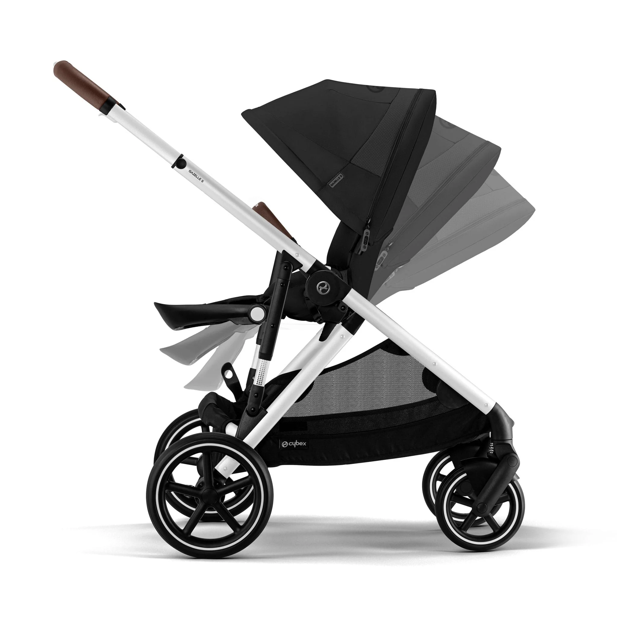 Poussette Gazelle S – Châssis couleur argent avec siège Noir Moon - Image 6