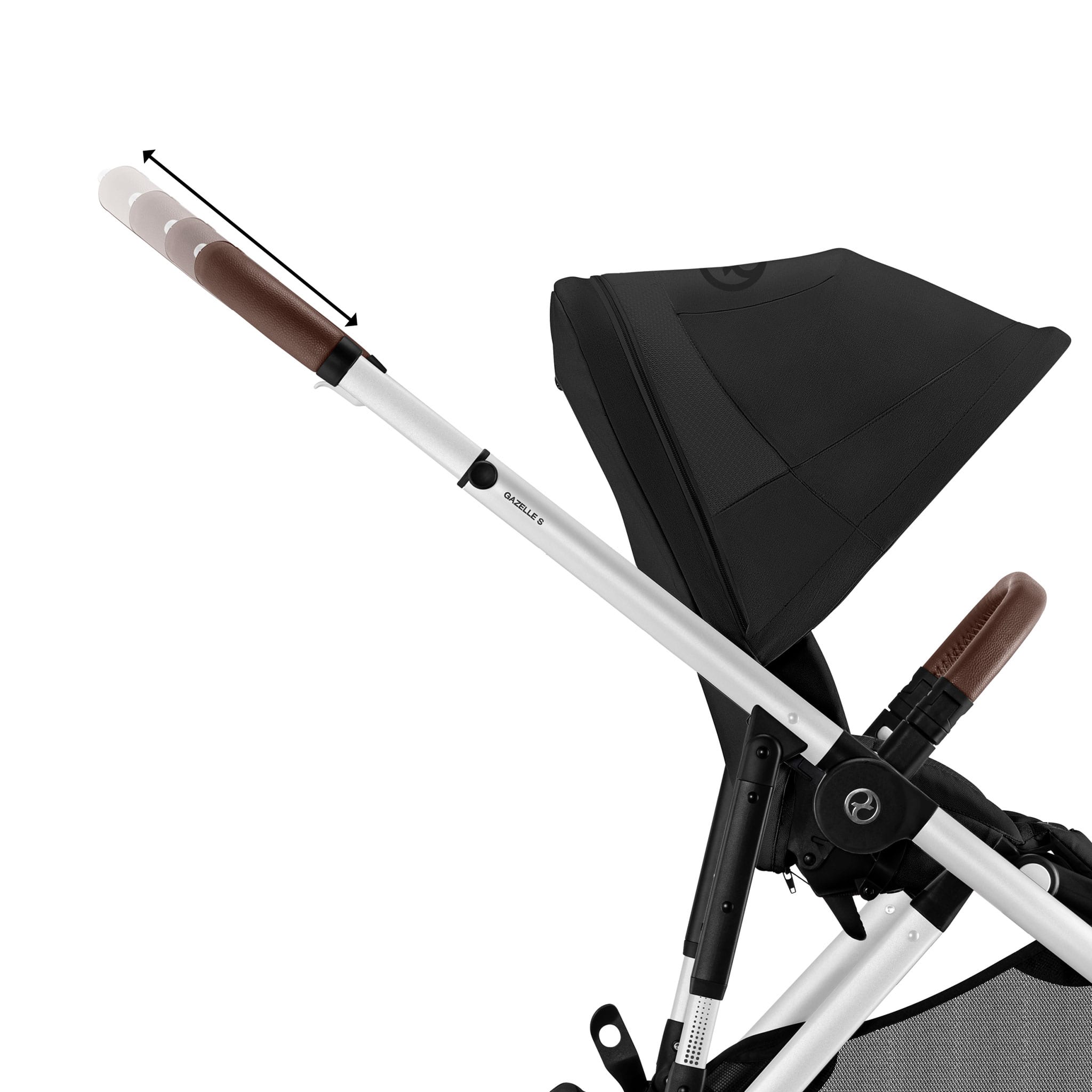Poussette Gazelle S – Châssis couleur argent avec siège Noir Moon - Image 8