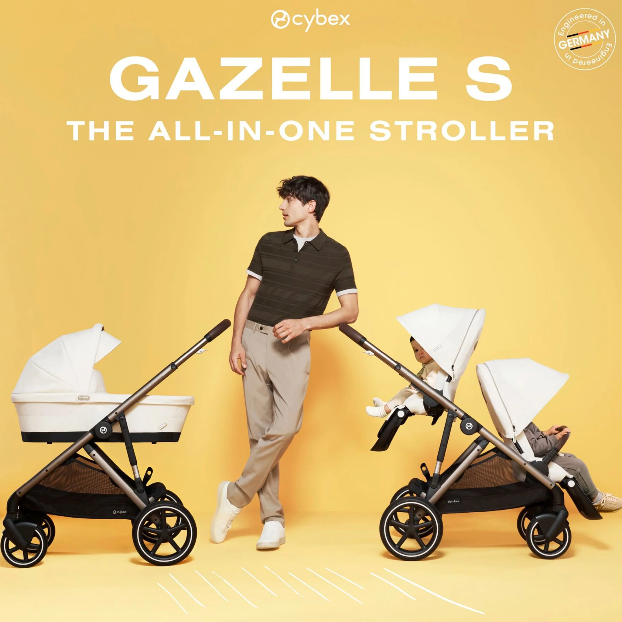 Poussette Gazelle S – Châssis couleur Taupe avec siège Amande/Beige - Image 10