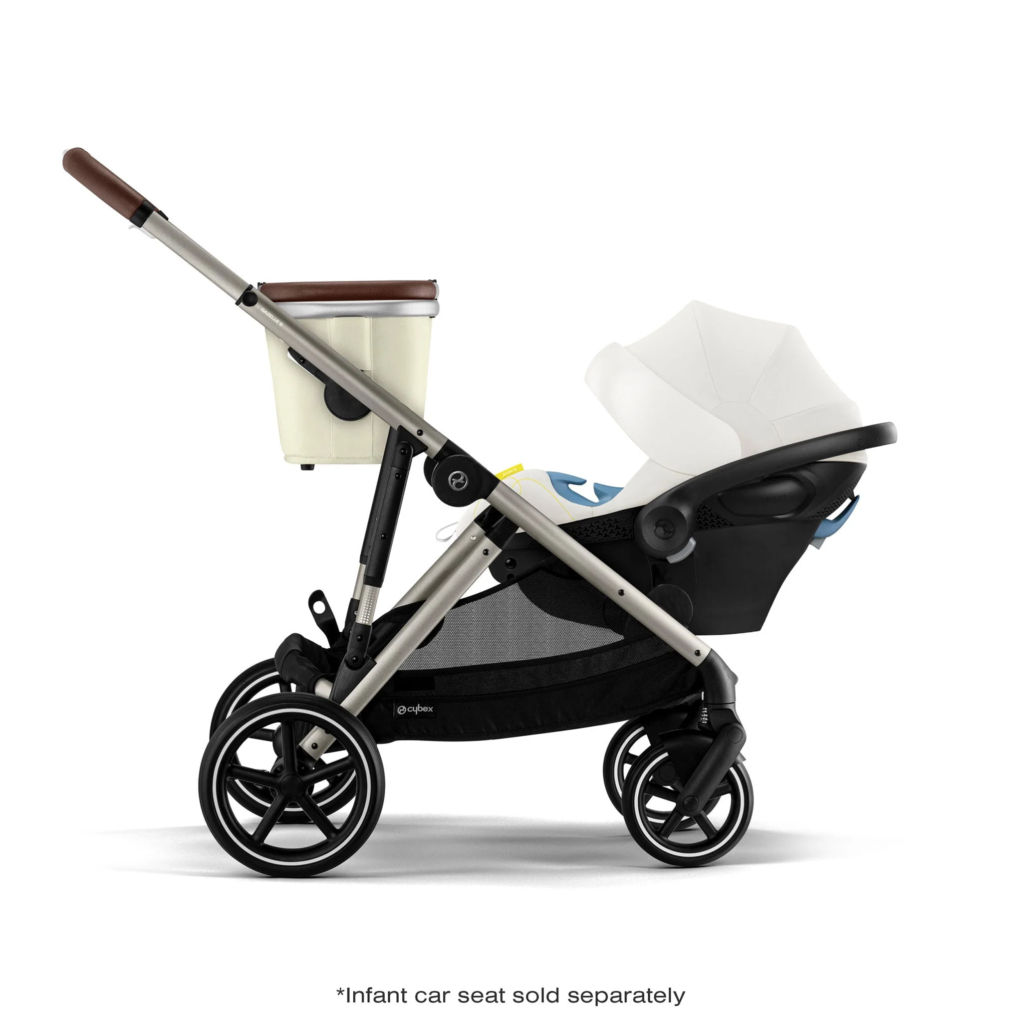 Poussette Gazelle S – Châssis couleur taupe avec siège Beige Coquillage - Image 10