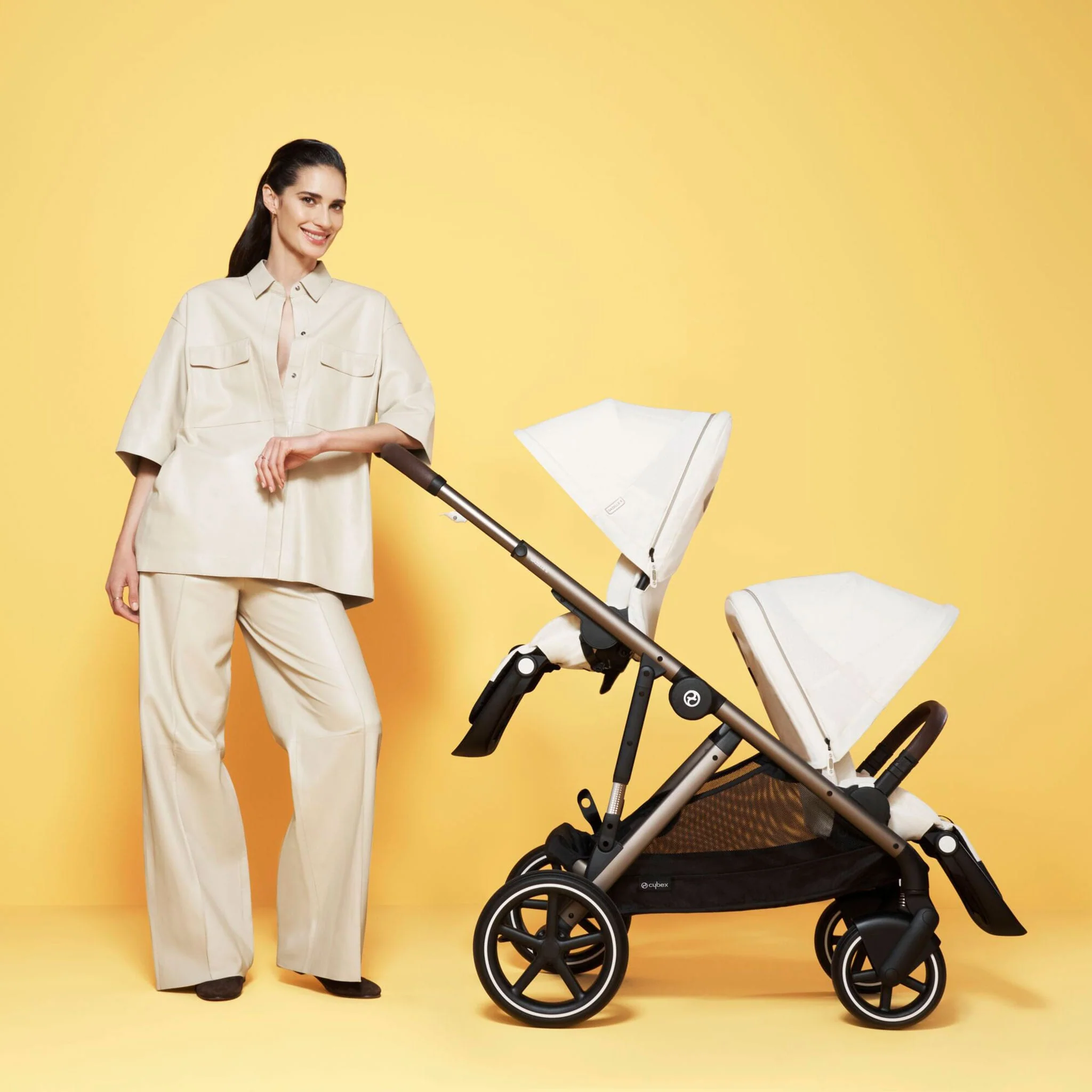 Poussette Gazelle S – Châssis couleur taupe avec siège Beige Coquillage - Image 17