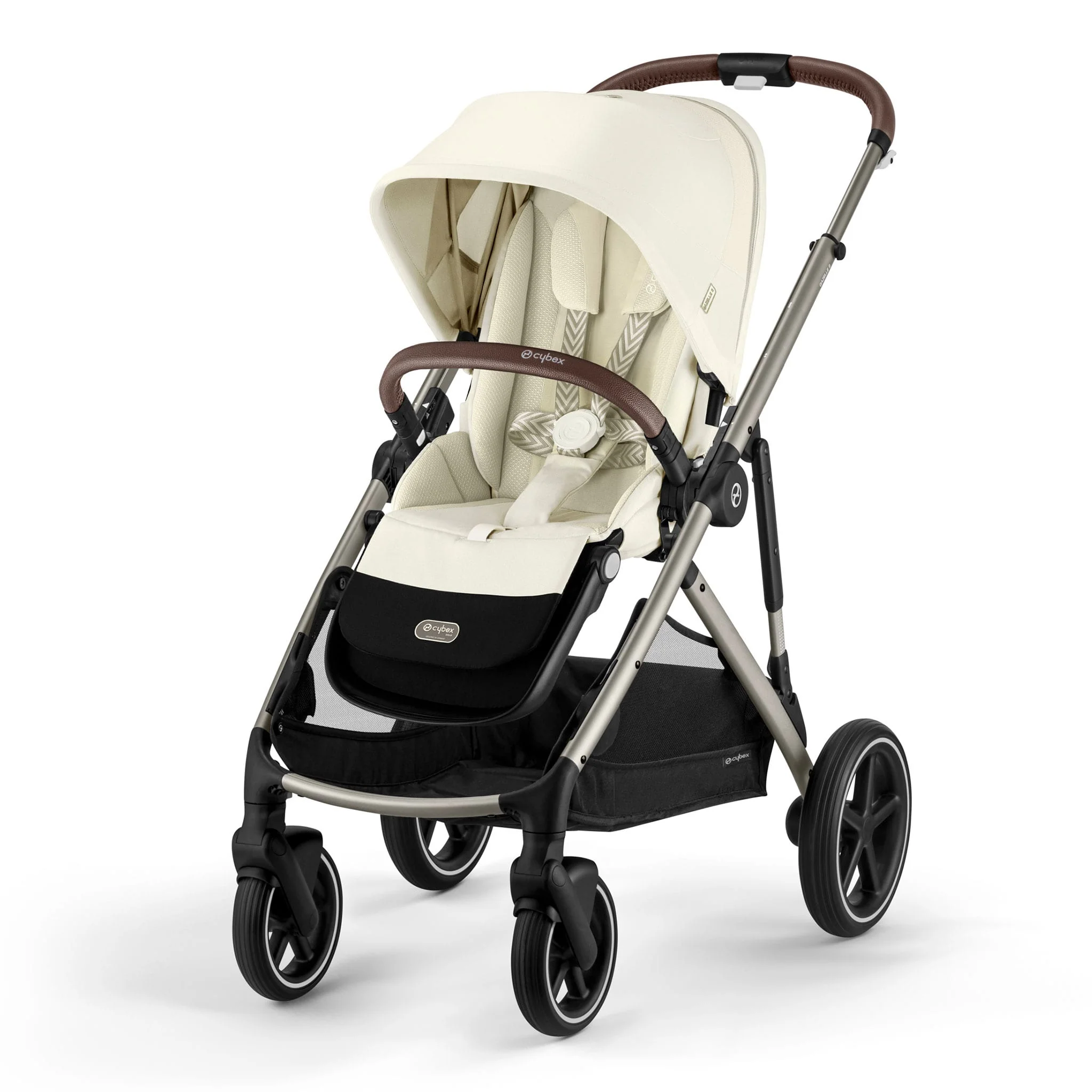 Poussette Gazelle S – Châssis couleur taupe avec siège Beige Coquillage - Image 4