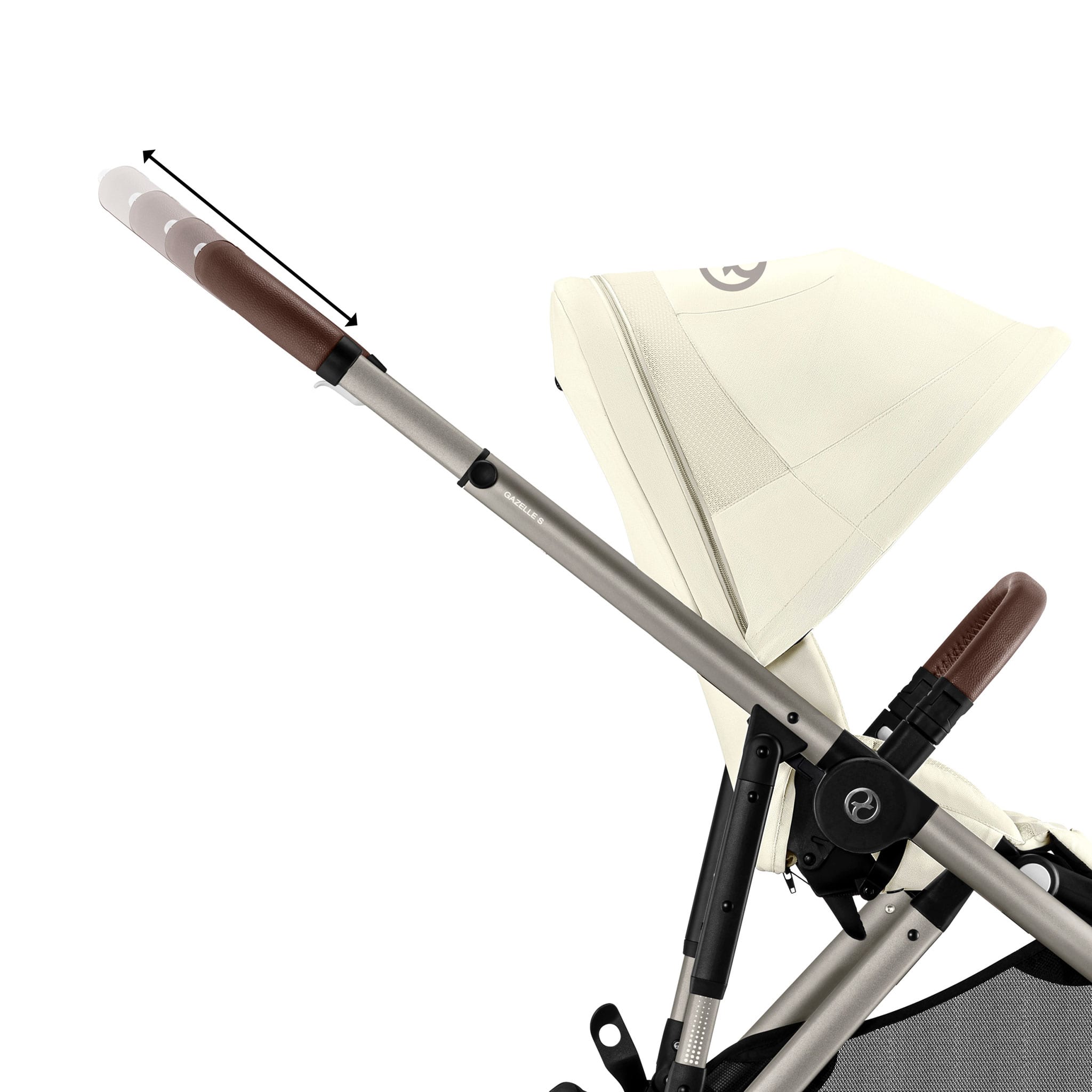 Poussette Gazelle S – Châssis couleur taupe avec siège Beige Coquillage - Image 7
