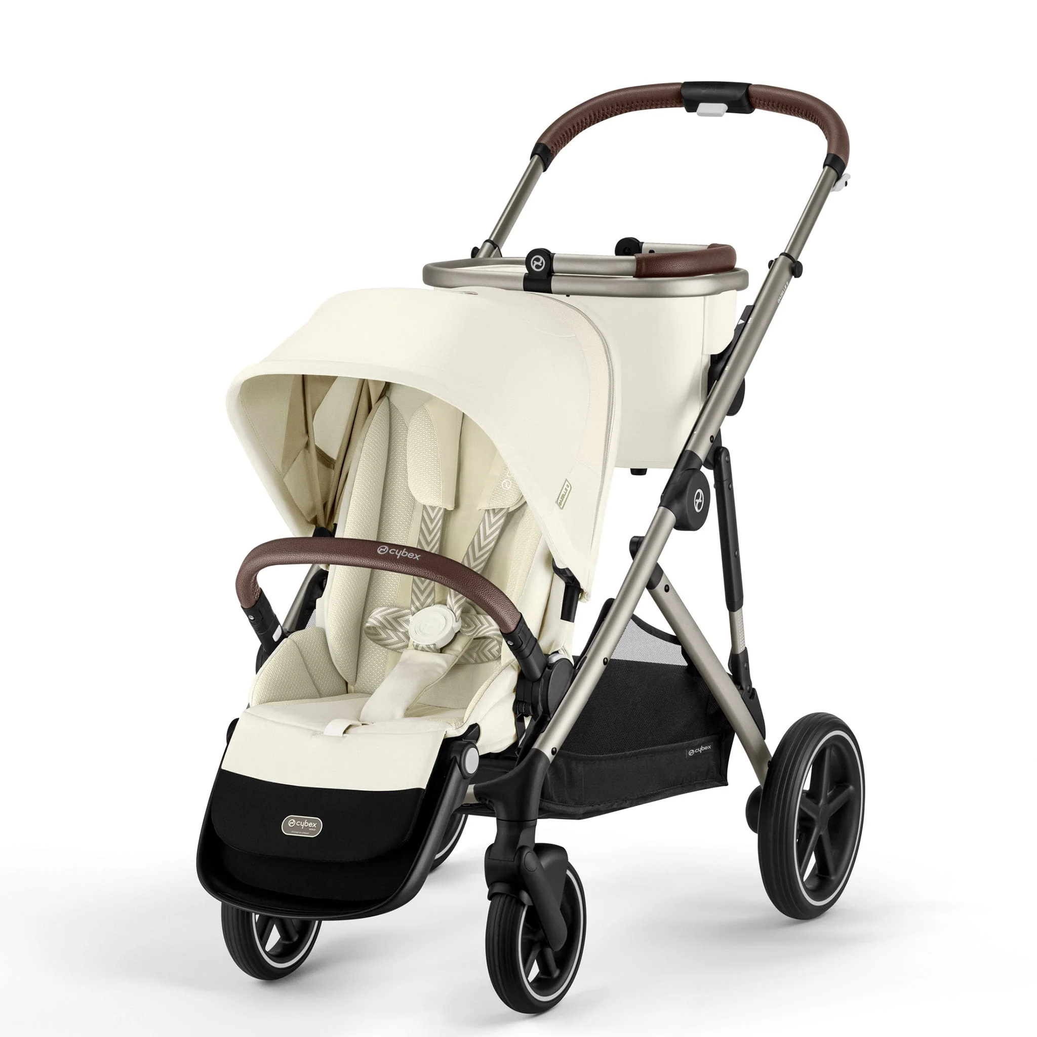 Poussette Gazelle S – Châssis couleur taupe avec siège Beige Coquillage - Image 9