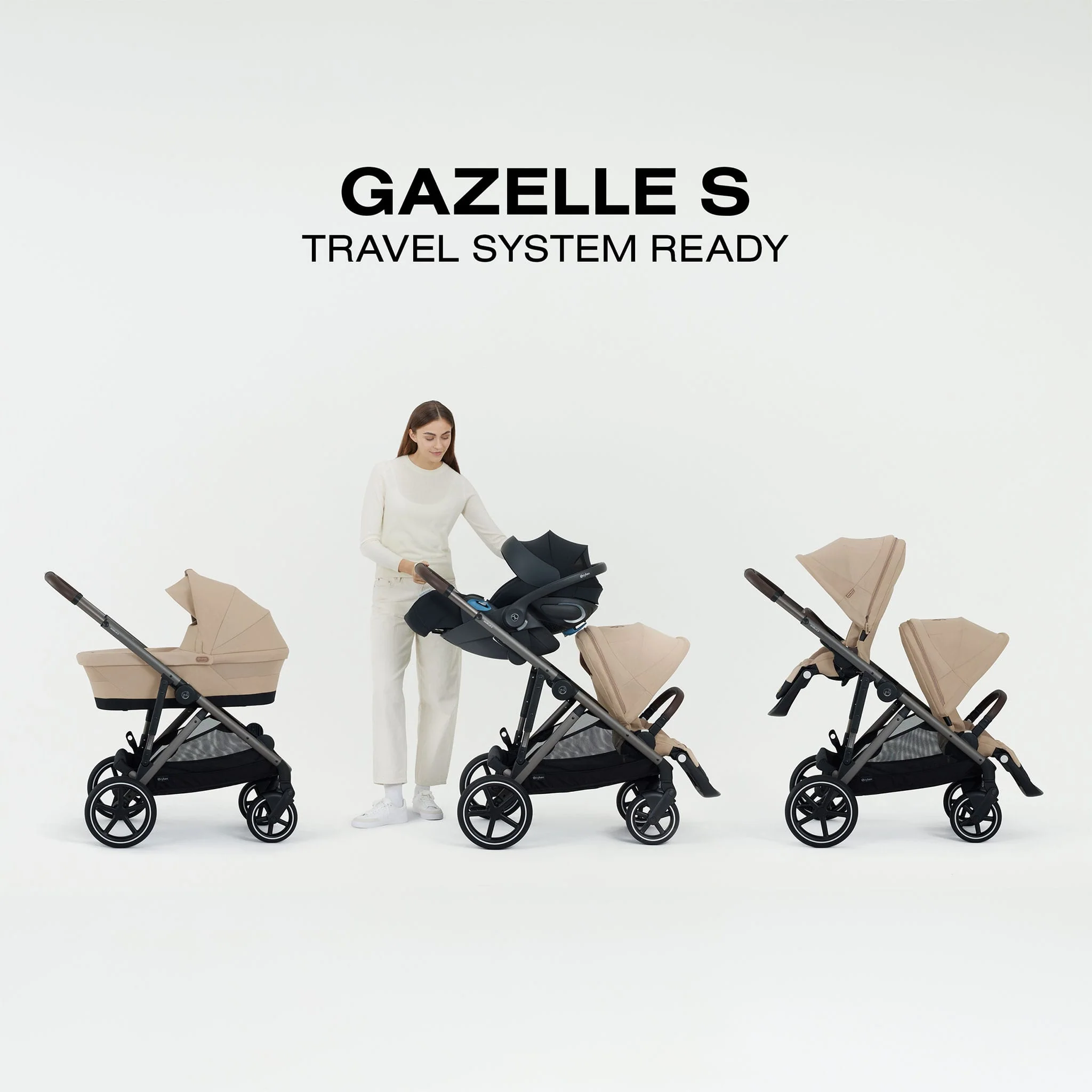 Poussette Gazelle S – Châssis couleur Taupe avec siège Stormy Bleu - Image 9