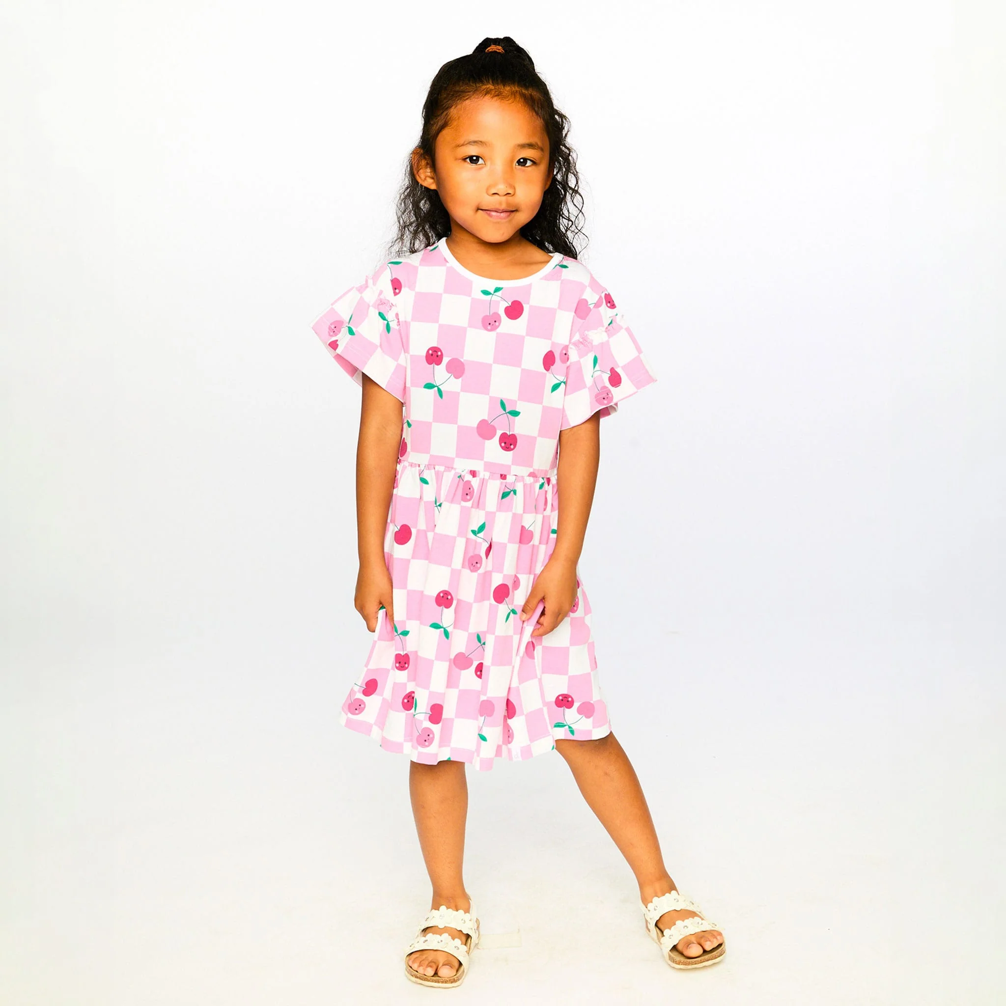 Robe Carreaux Cerise 7-10ans - Image 2