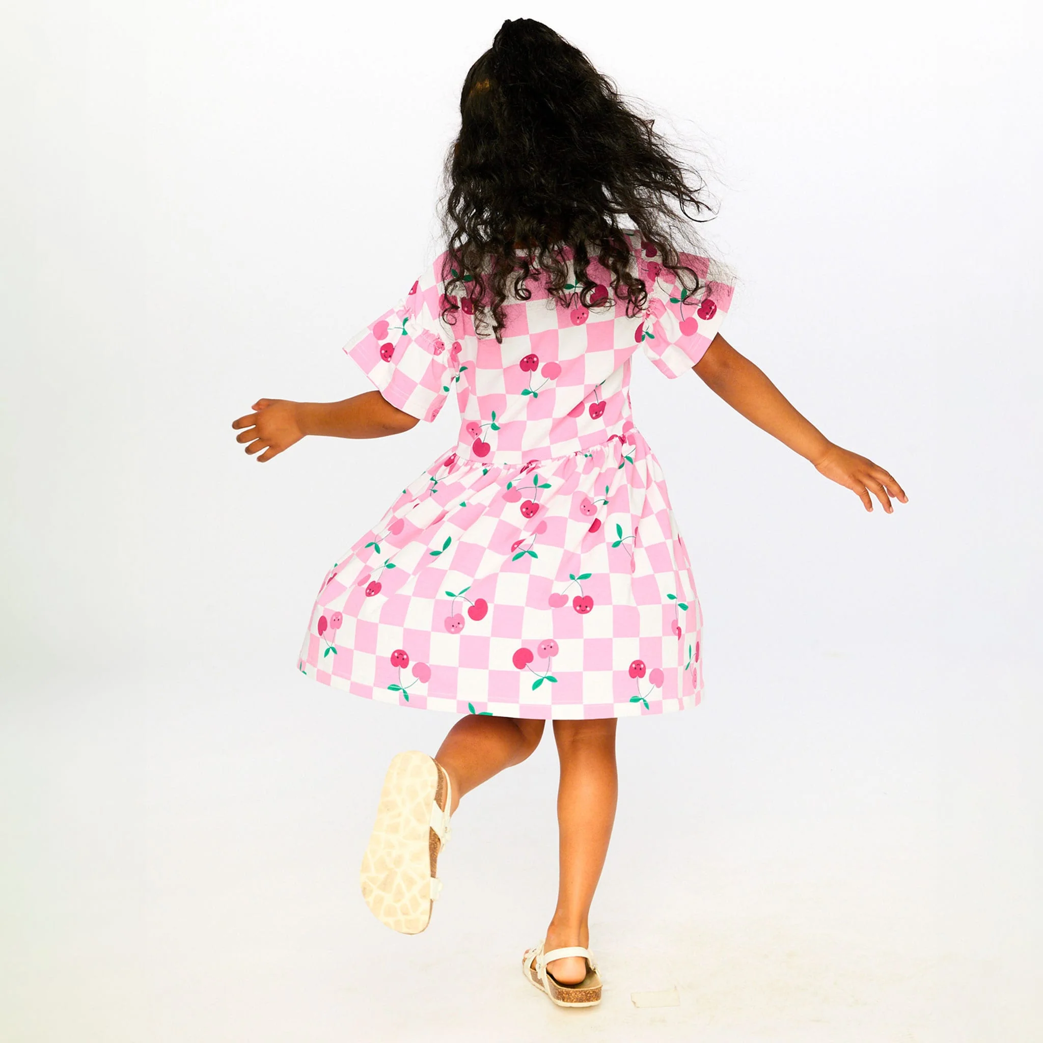 Robe Carreaux Cerise 7-10ans - Image 3