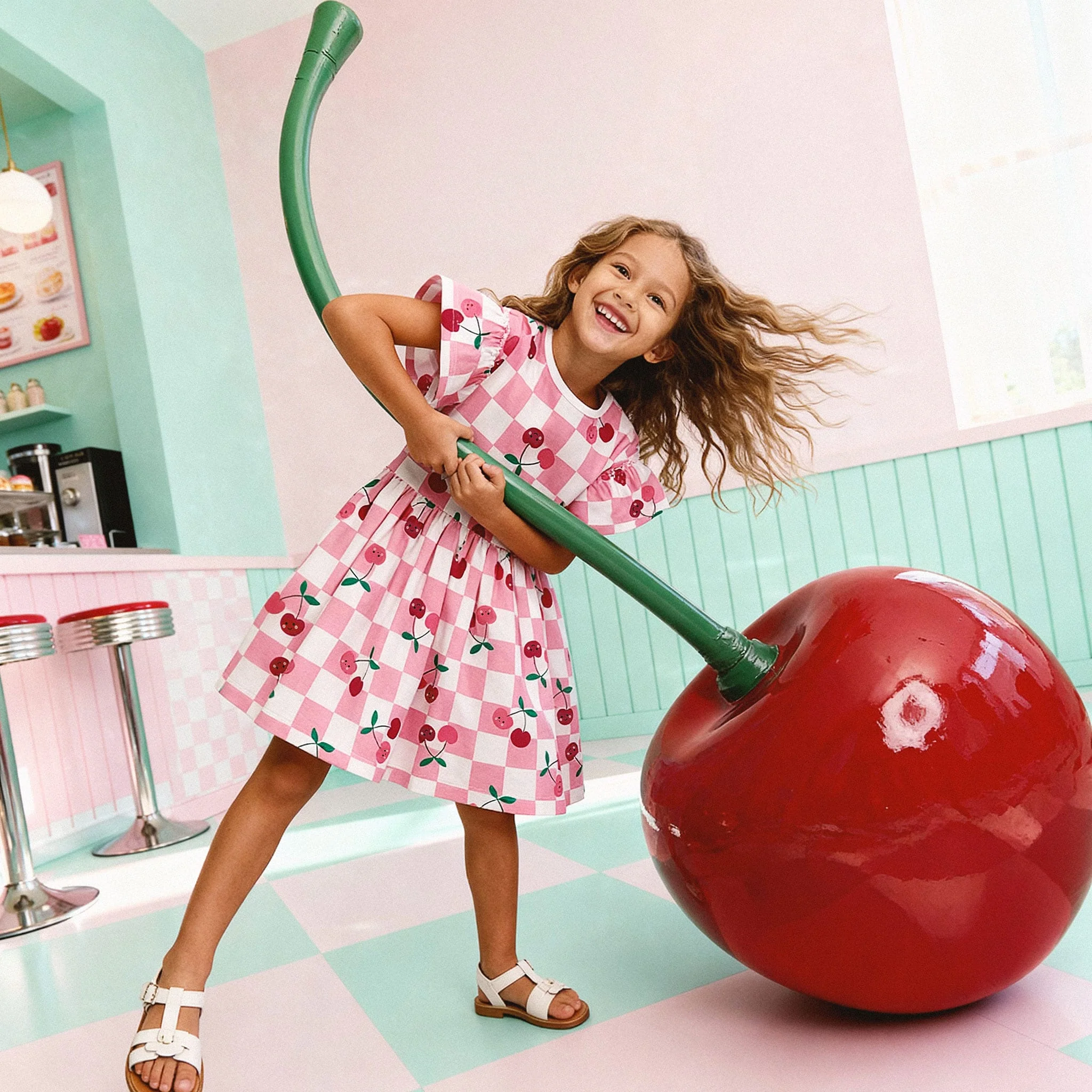 Robe Carreaux Cerise 7-10ans - Image 6