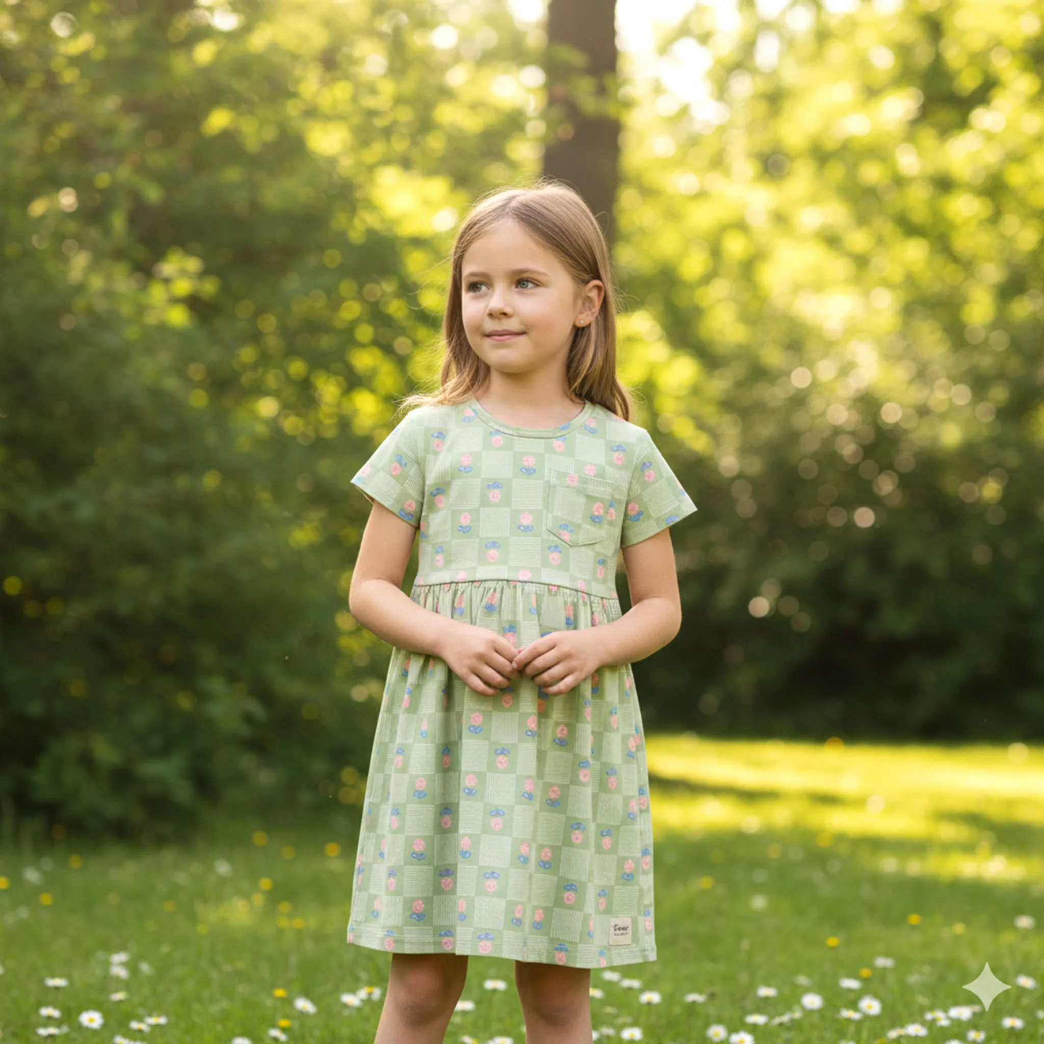 Robe Carreaux Floral 2-8ans - Image 5