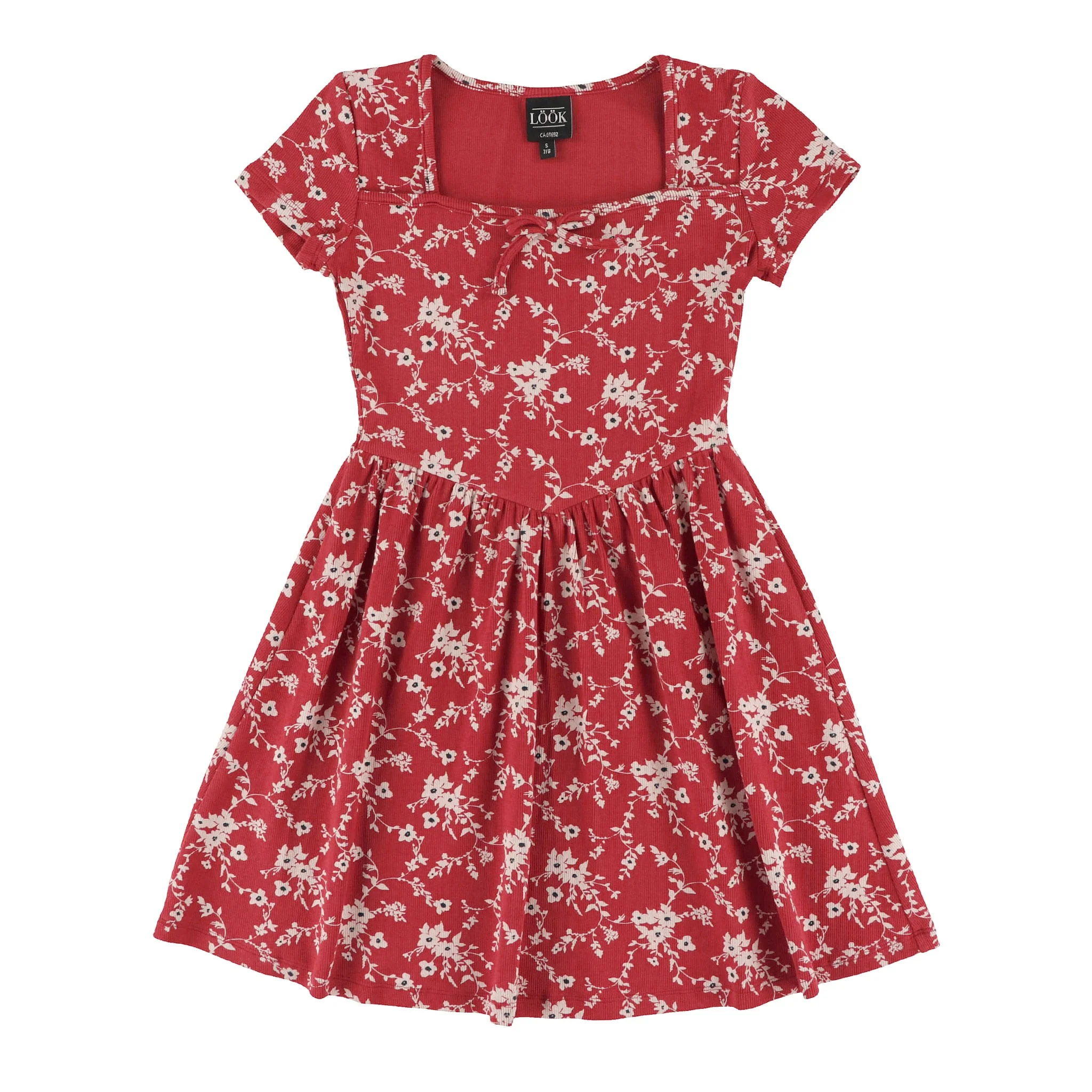 Robe Côtelée Fleurs Cerises 7-14ans
