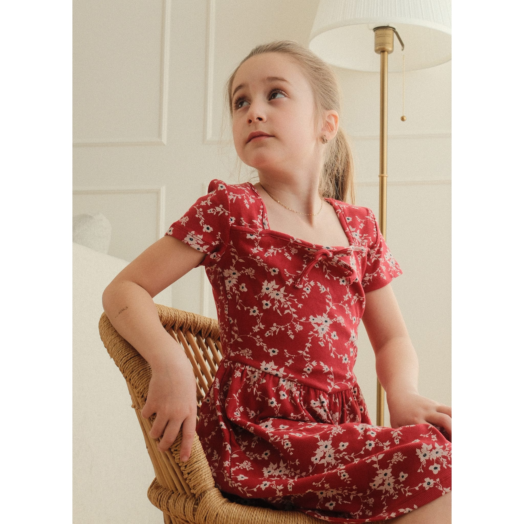 Robe Côtelée Fleurs Cerises 7-14ans - Image 10