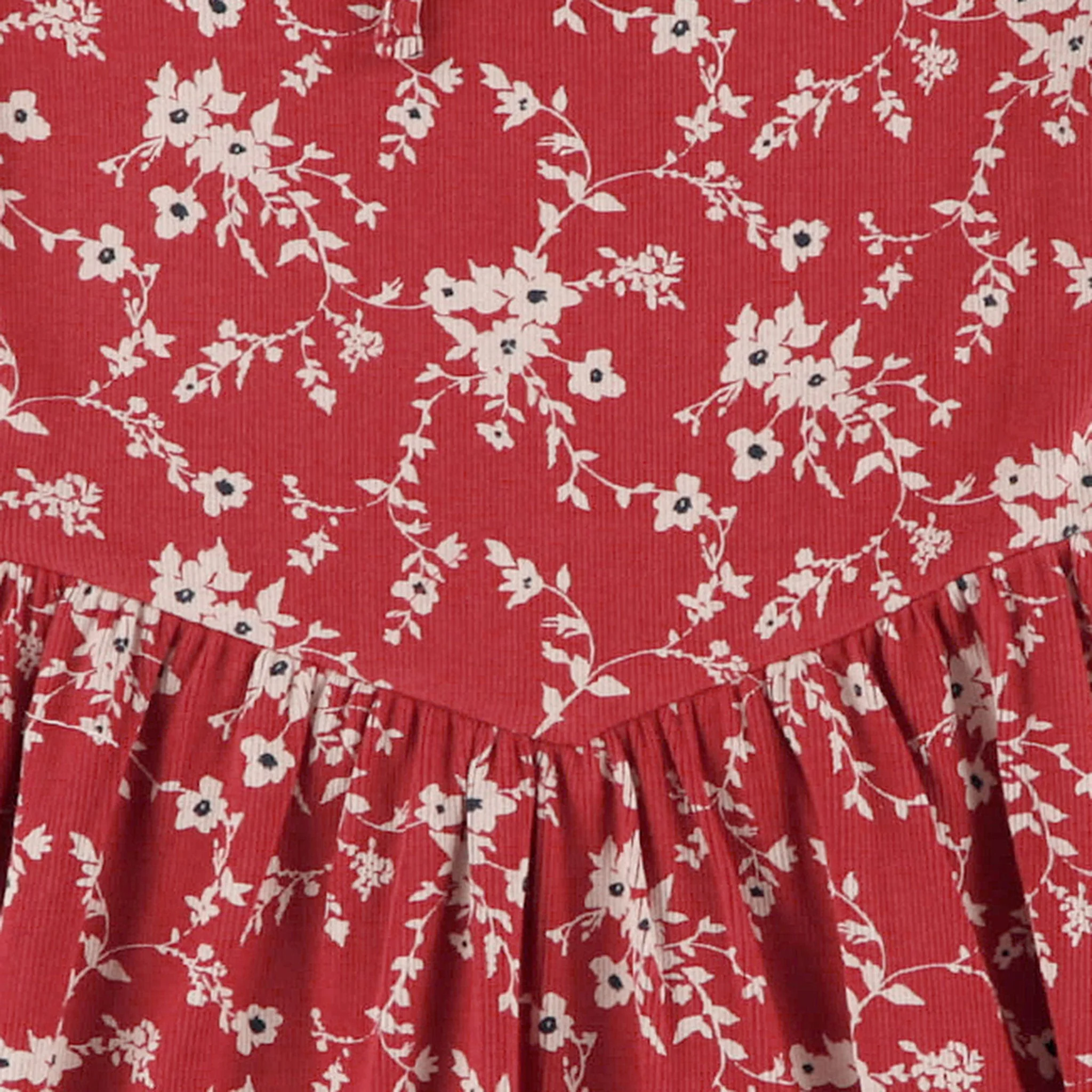Robe Côtelée Fleurs Cerises 7-14ans - Image 5