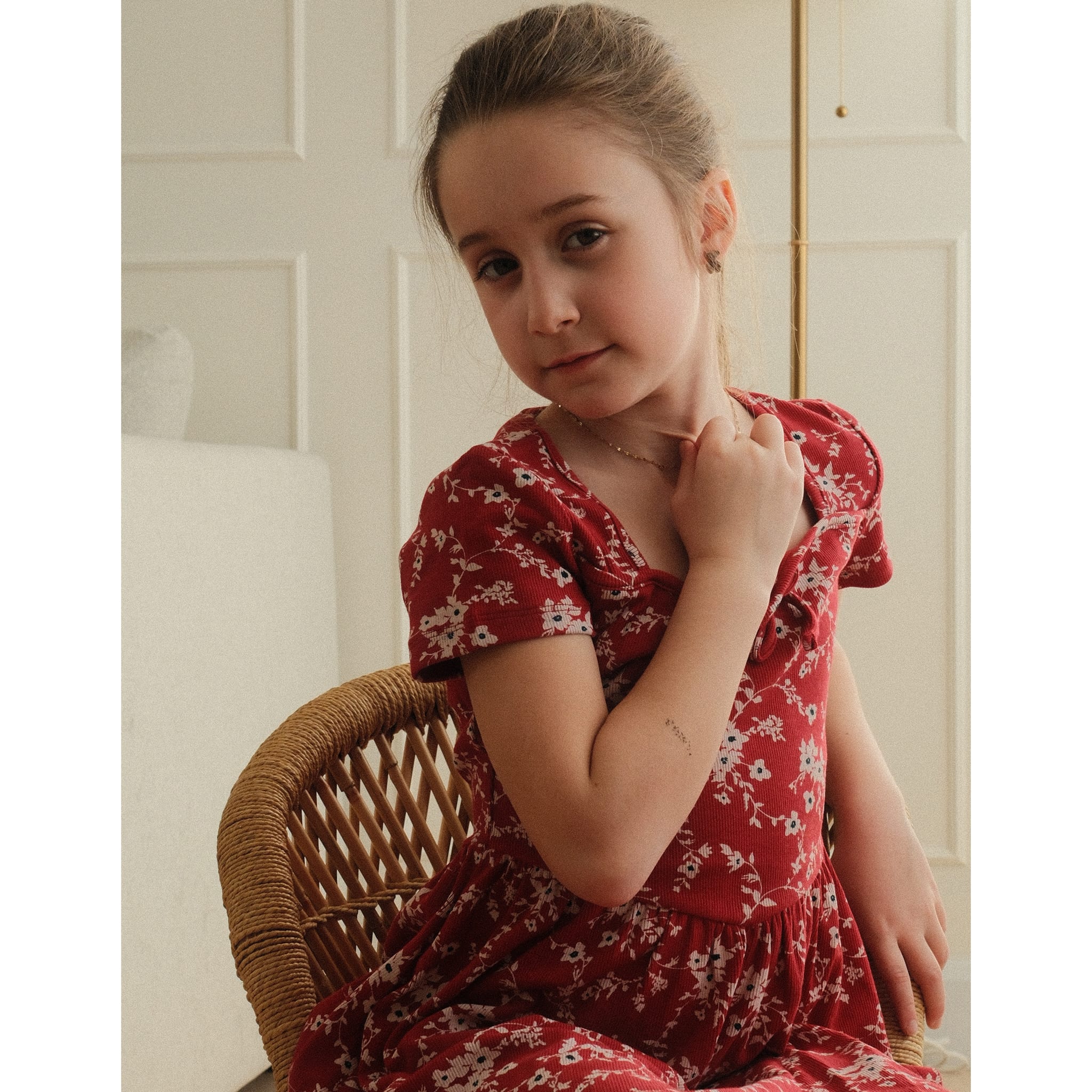 Robe Côtelée Fleurs Cerises 7-14ans - Image 8
