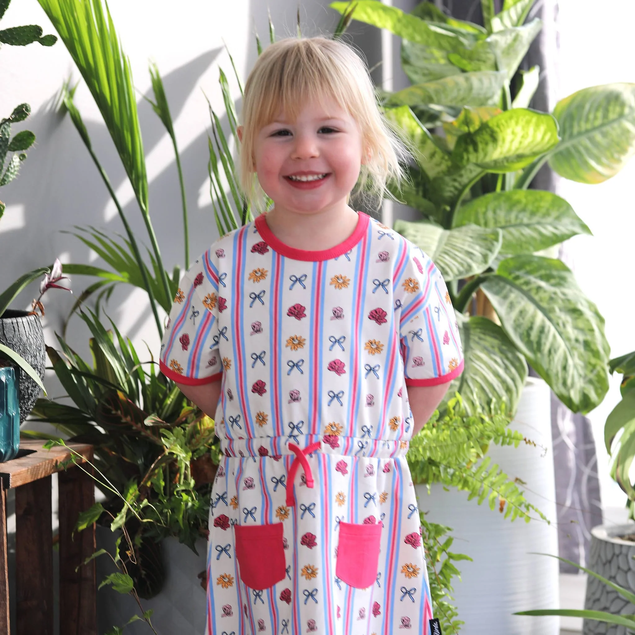 Robe Rayée Fleurs 2-10ans - Image 2