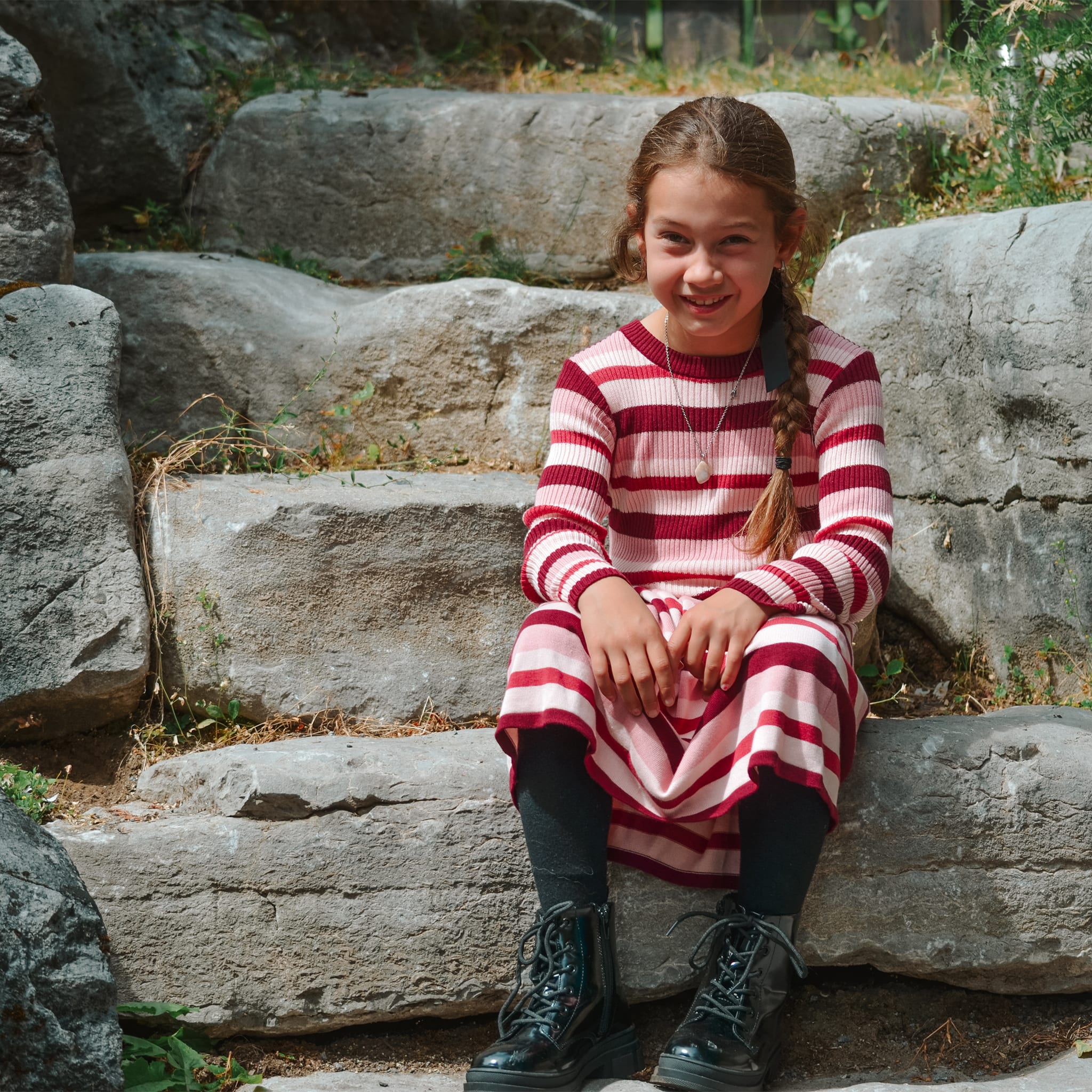 Robe Tricot Romance Rayée 7-14ans - Image 6
