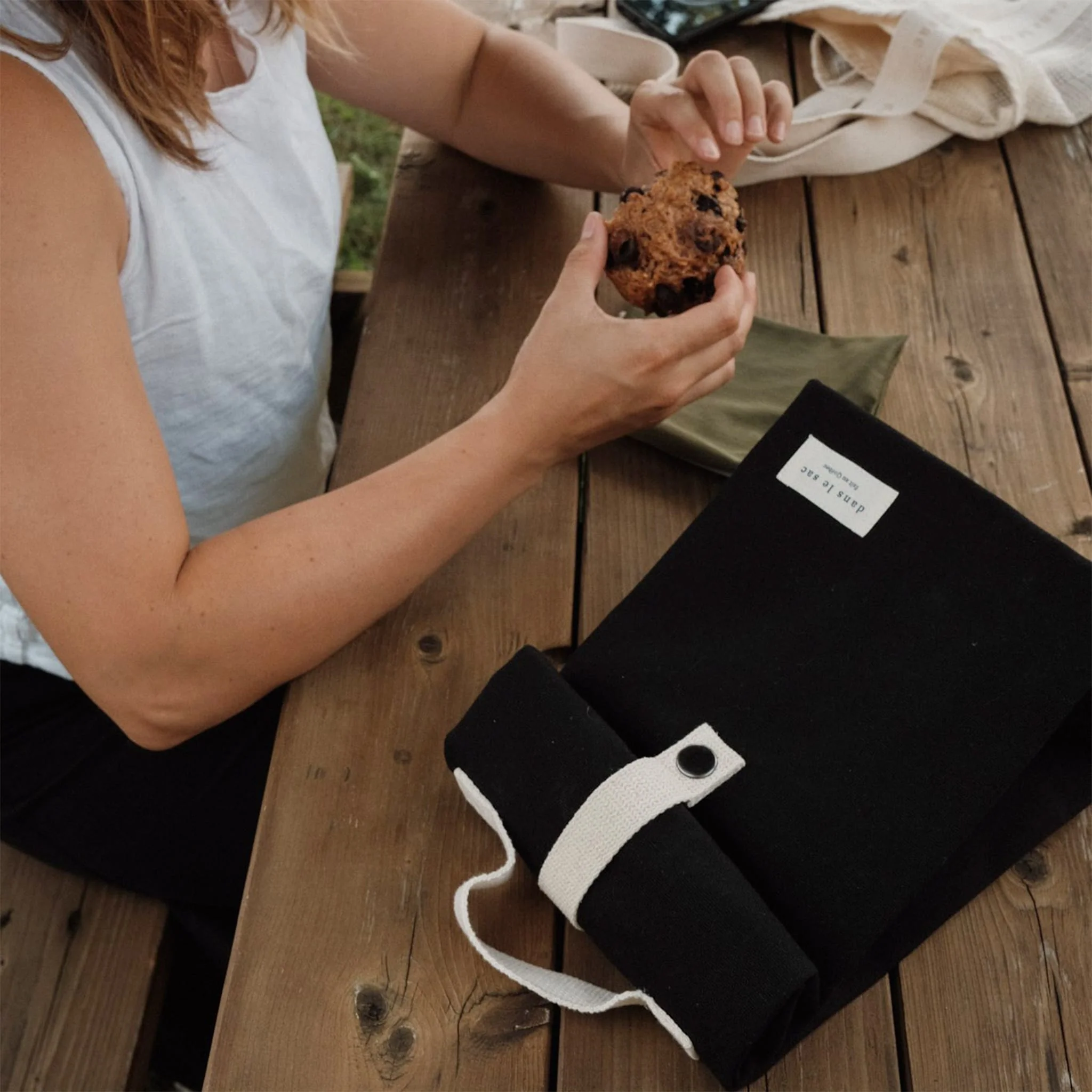 Sac à lunch - Noir/Beige - Image 2
