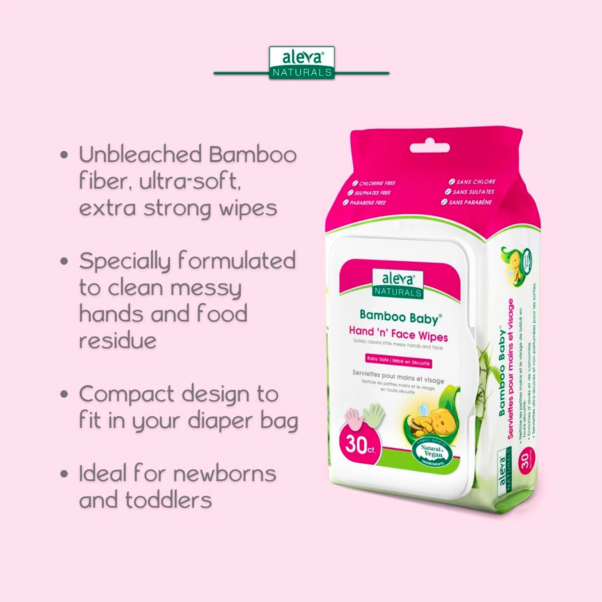Serviettes Lingettes (30) Bambou Main/Visage - Image 3