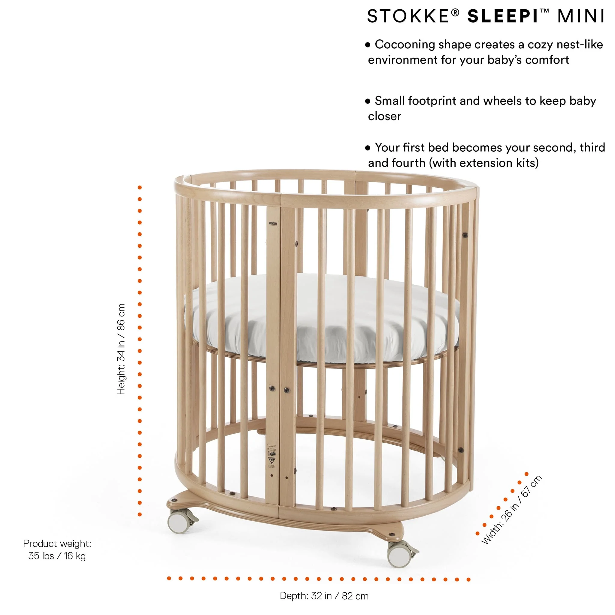 Mini Couchette Stokke® Sleepi™ V3 avec Matelas - Blanc - Image 3