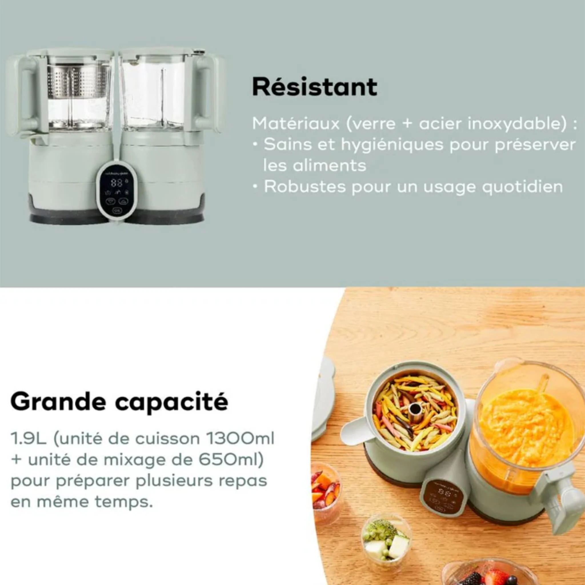 Robot en Verre Cuisson Rapide - Nutribaby Glass Celadon - Image 3