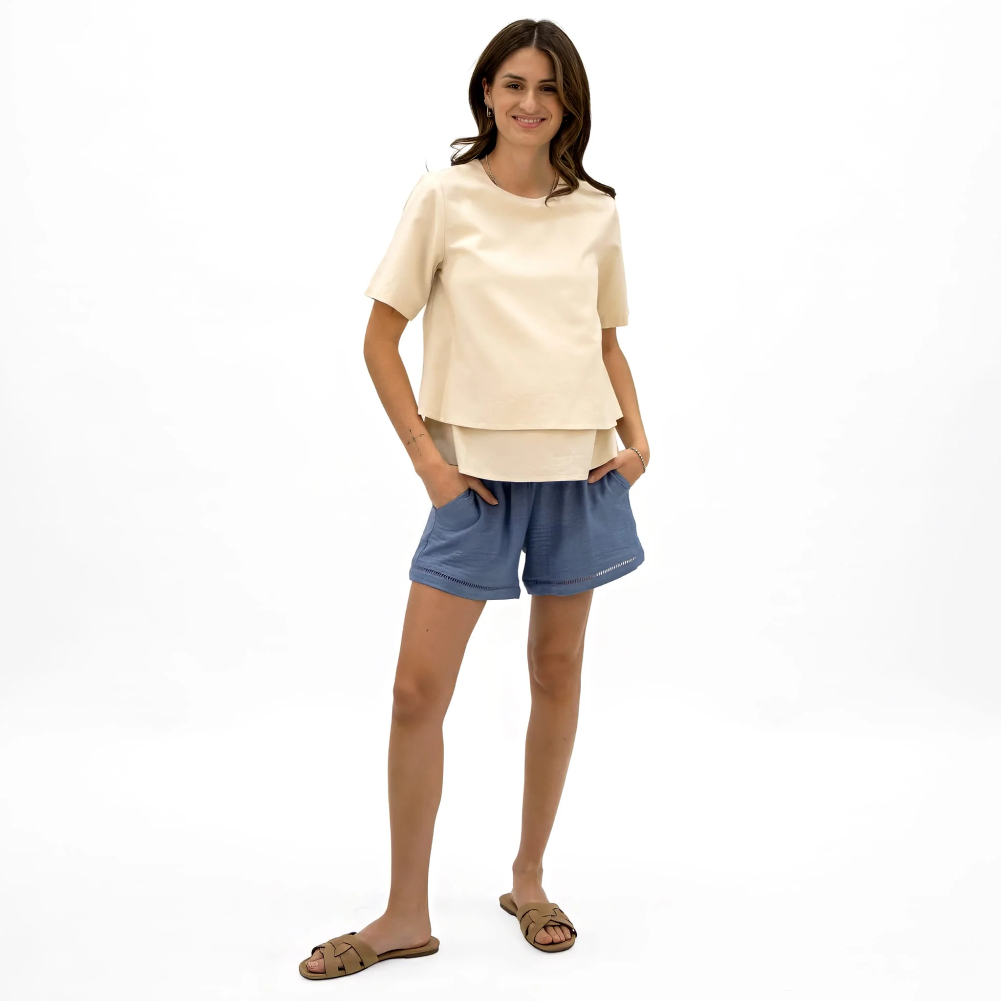 T-shirt Allaitement Lin Beige - Image 12