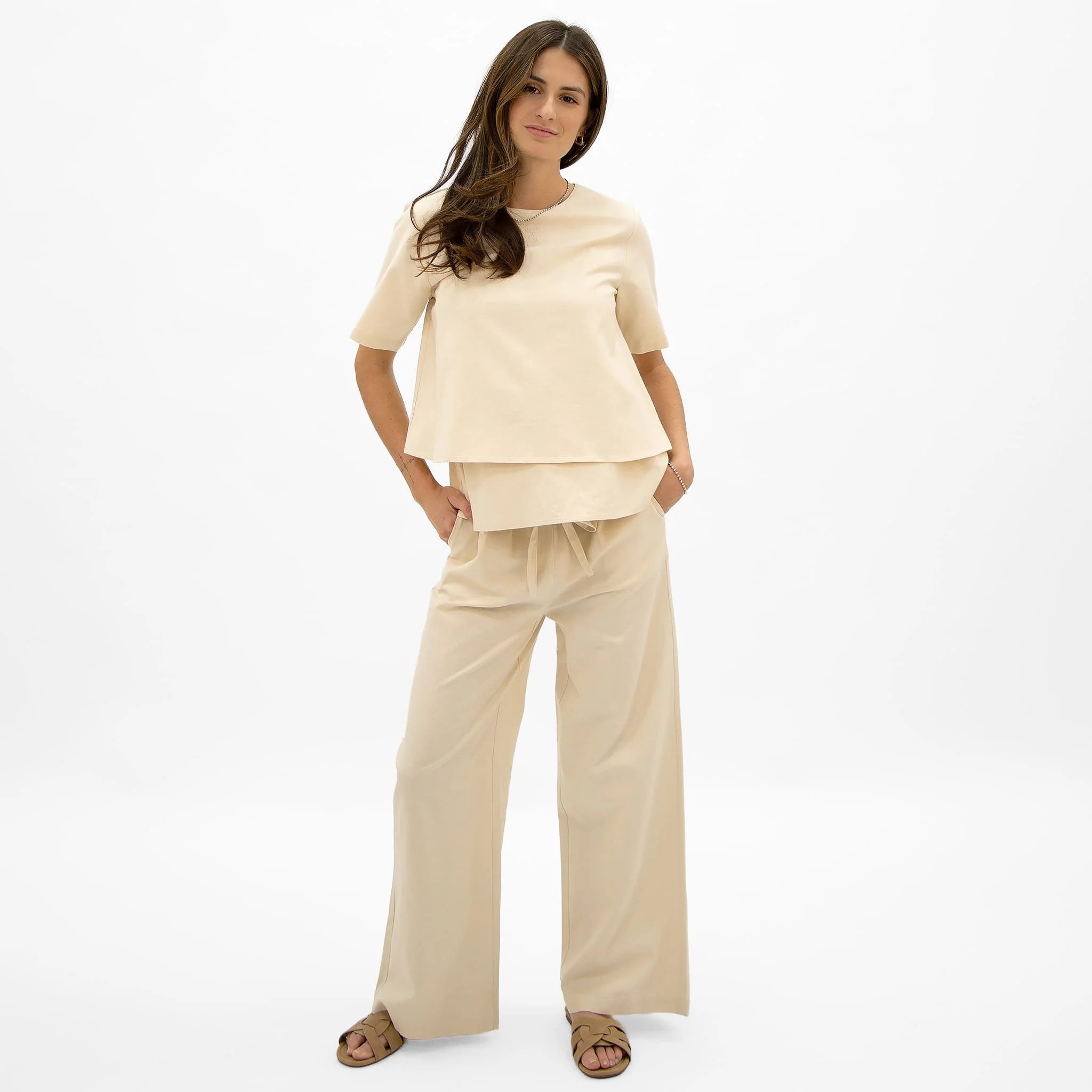 T-shirt Allaitement Lin Beige - Image 15