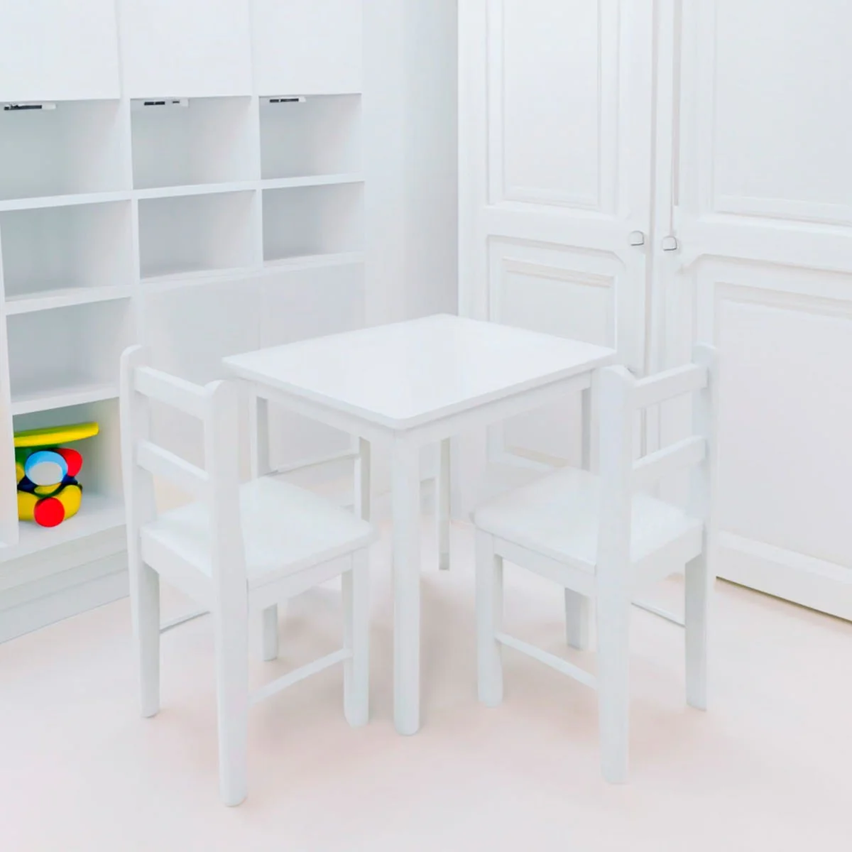 Table et Chaises en Bois - Blanc - Image 2