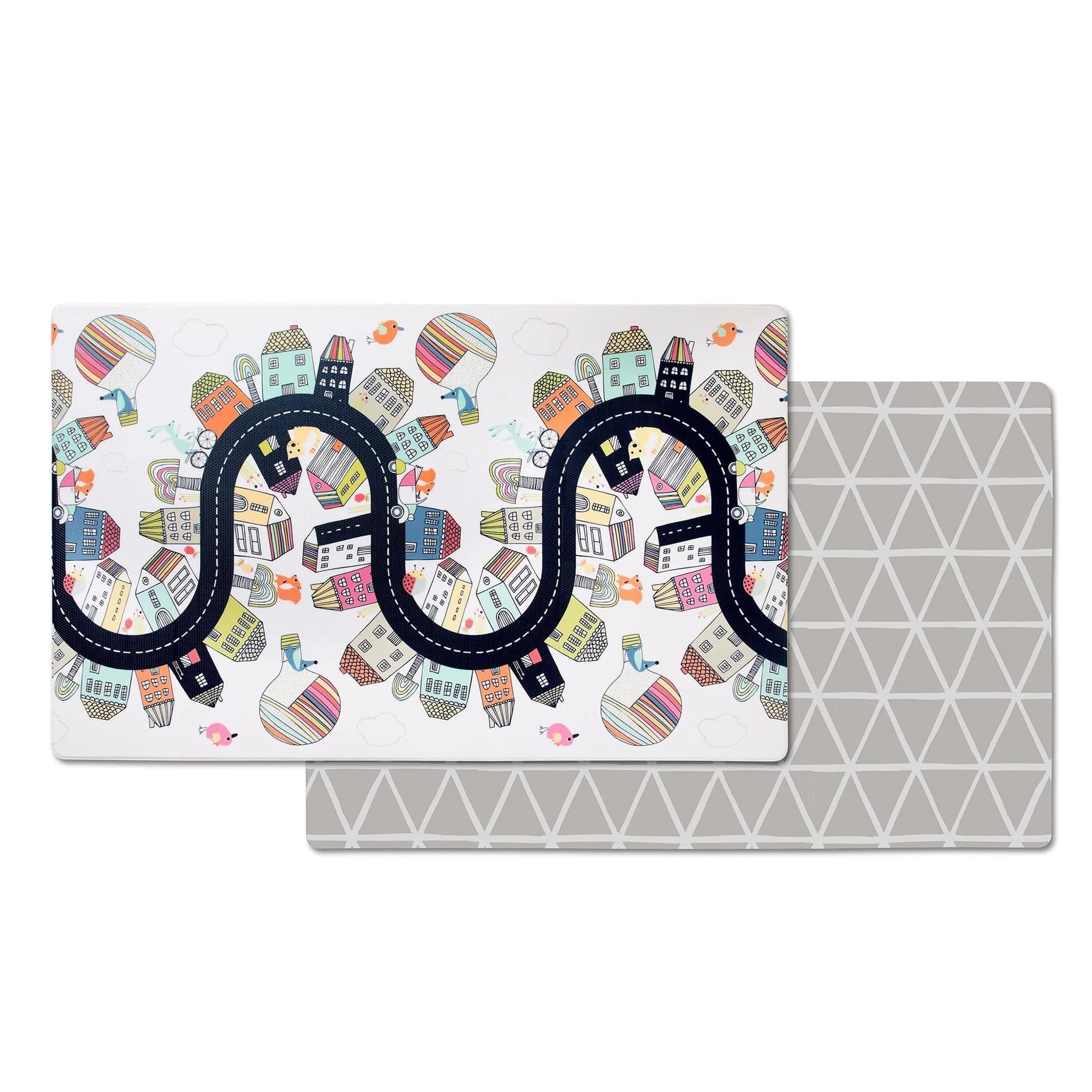 Tapis de Jeux Réversible Doubleplay - Village Vibrant/Esquisse Triangle